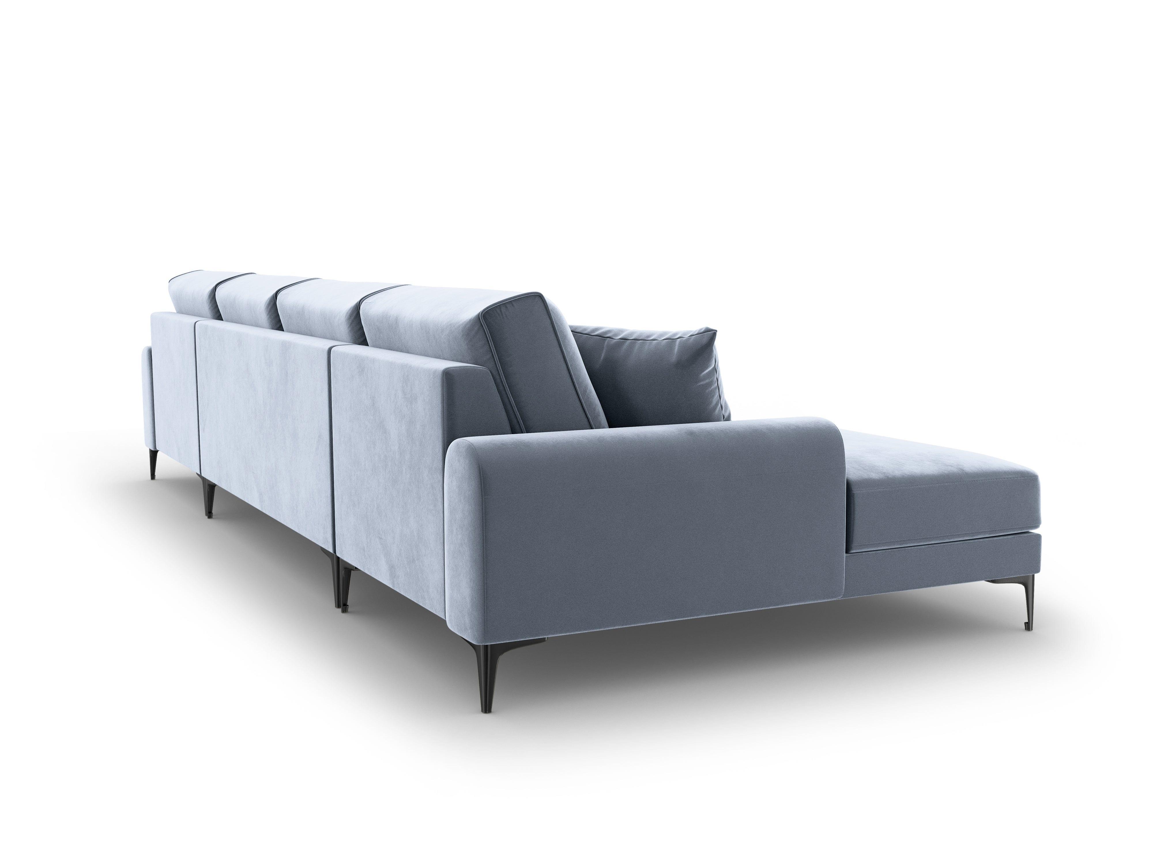 Narożnik aksamitny w kształcie U MADARA jasnoniebieski z czarną podstawą Mazzini Sofas Eye on Design