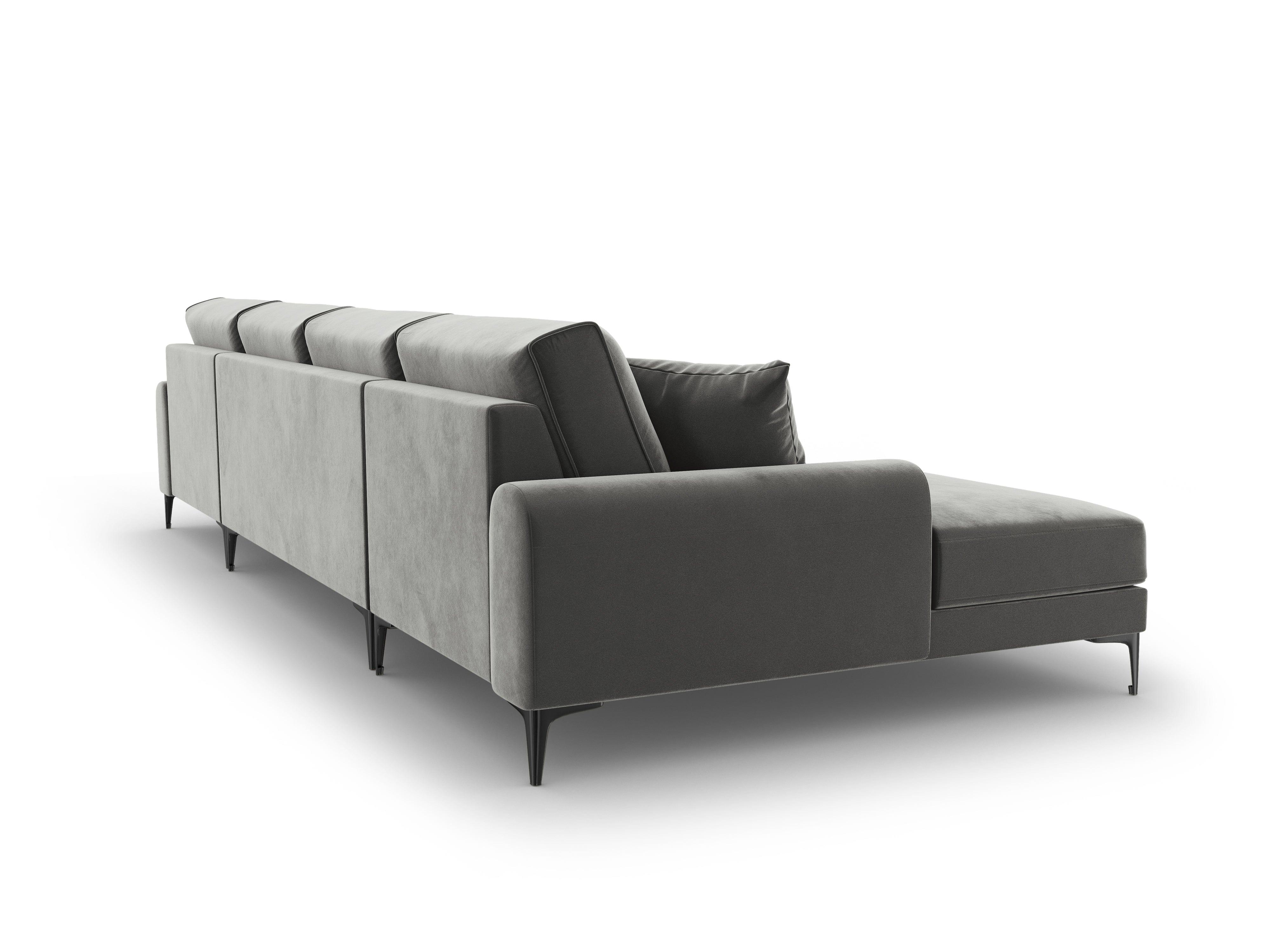 Narożnik aksamitny w kształcie U MADARA szary z czarną podstawą Mazzini Sofas Eye on Design