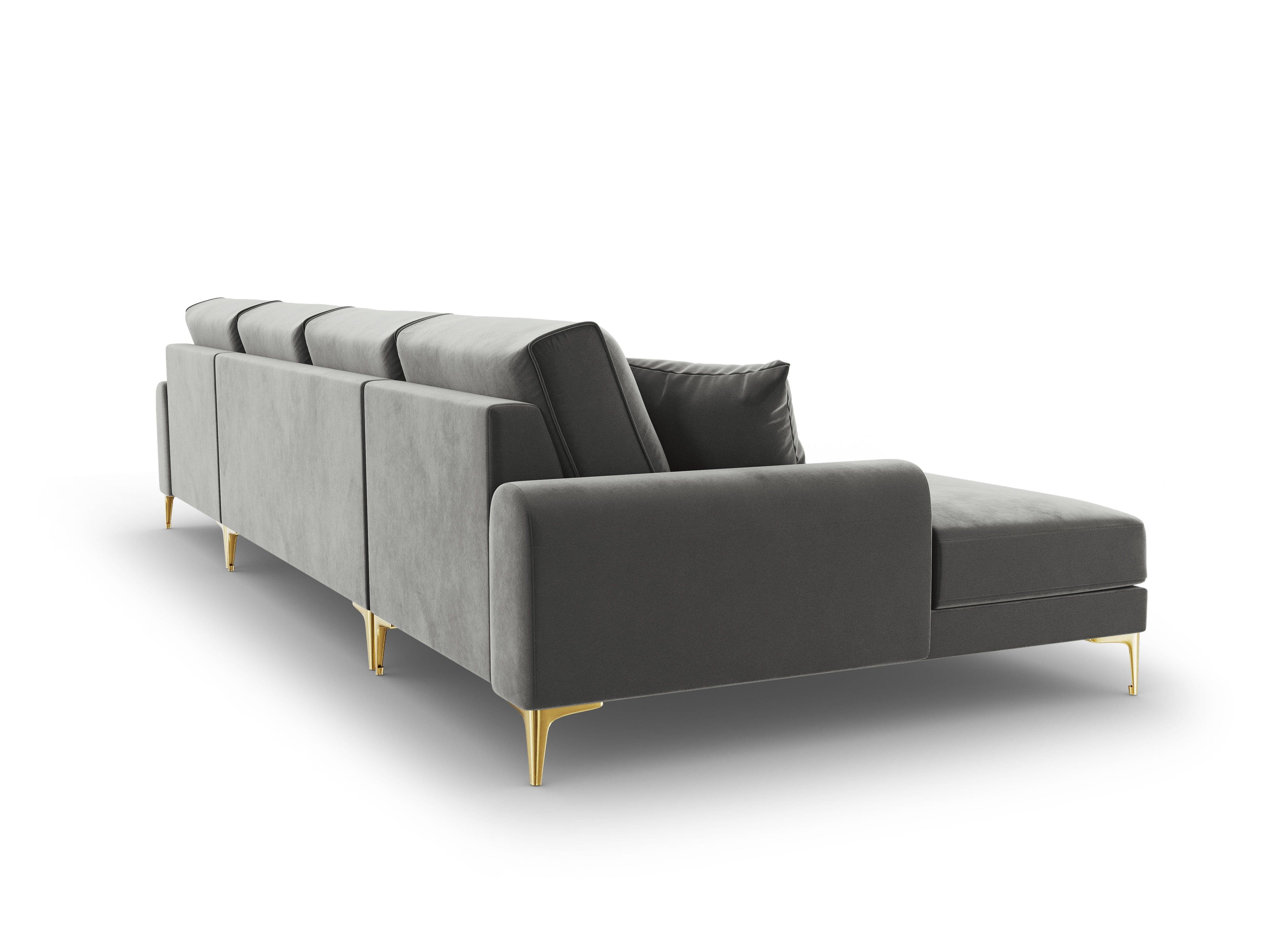 Narożnik aksamitny w kształcie U MADARA szary ze złotą podstawą Mazzini Sofas Eye on Design