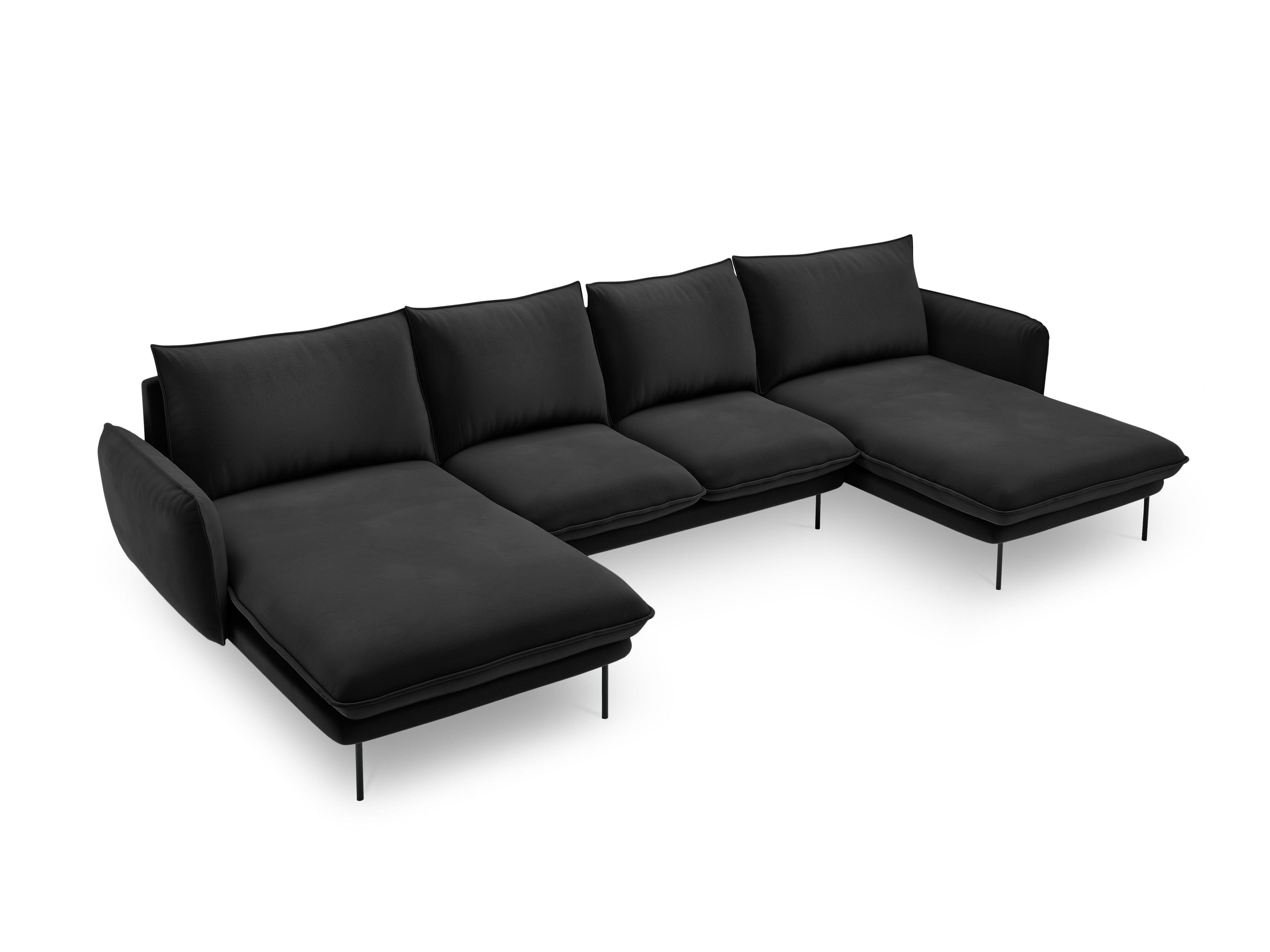 Narożnik aksamitny w kształcie U VIENNA czarny z czarną podstawą Cosmopolitan Design Eye on Design