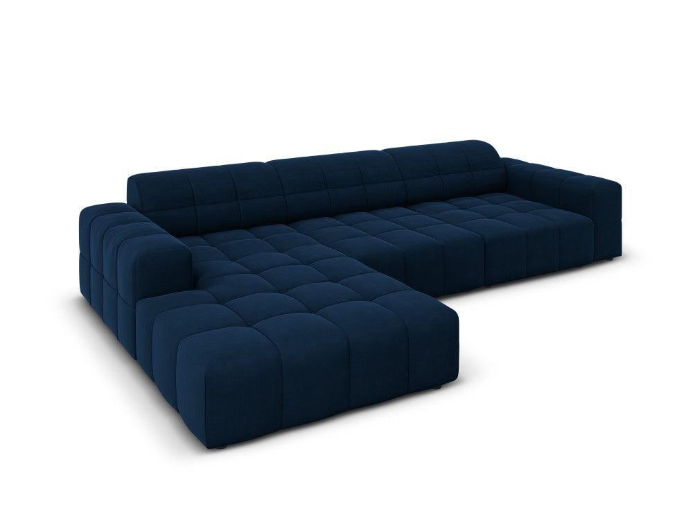 Narożnik lewostronny aksamitny 4-osobowy CHICAGO granat królewski Cosmopolitan Design Eye on Design