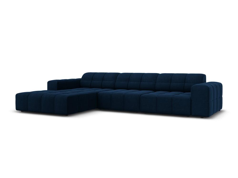 Narożnik lewostronny aksamitny 4-osobowy CHICAGO granat królewski Cosmopolitan Design Eye on Design