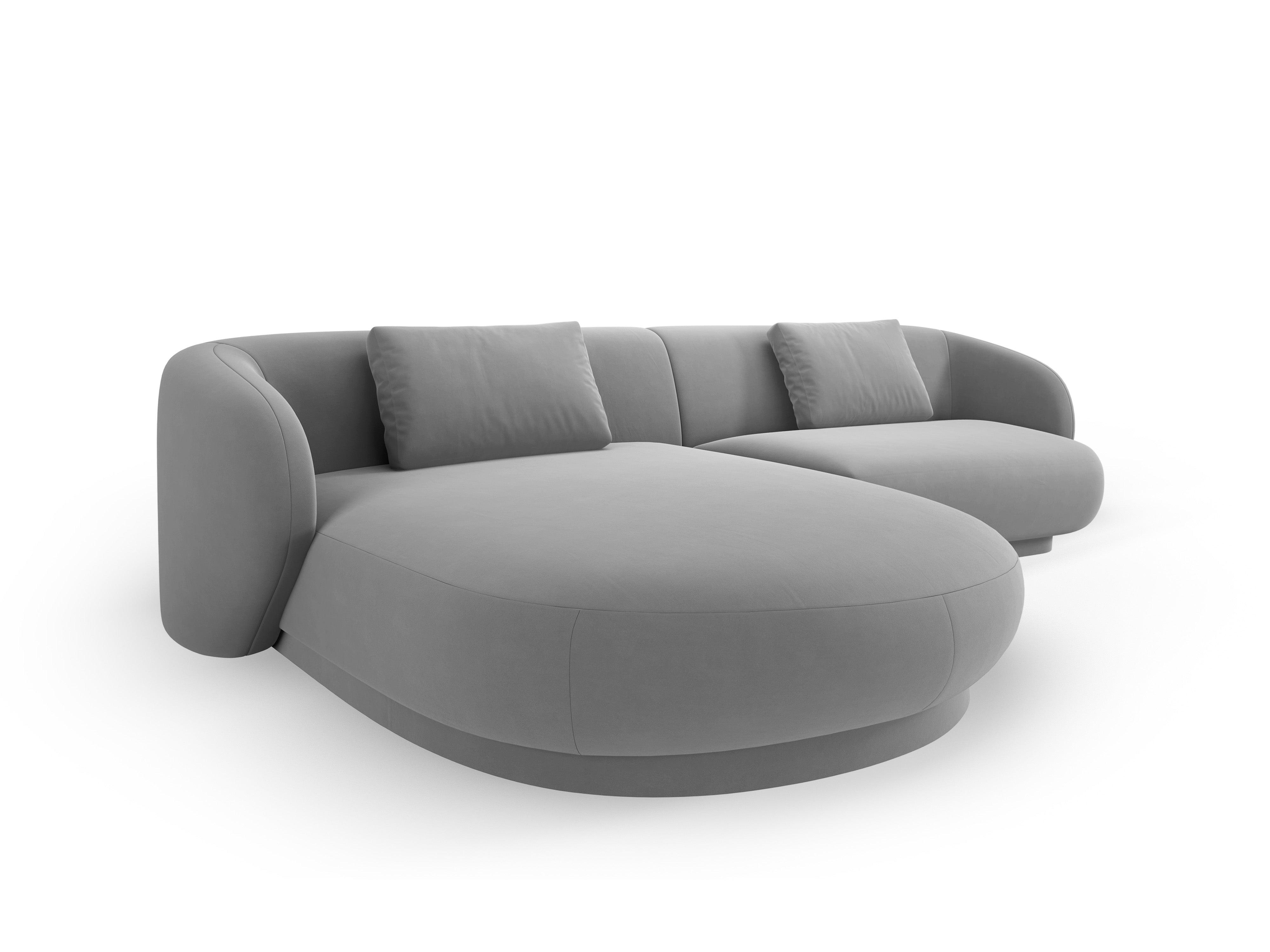 Narożnik lewostronny aksamitny CAMDEN szary Cosmopolitan Design Eye on Design