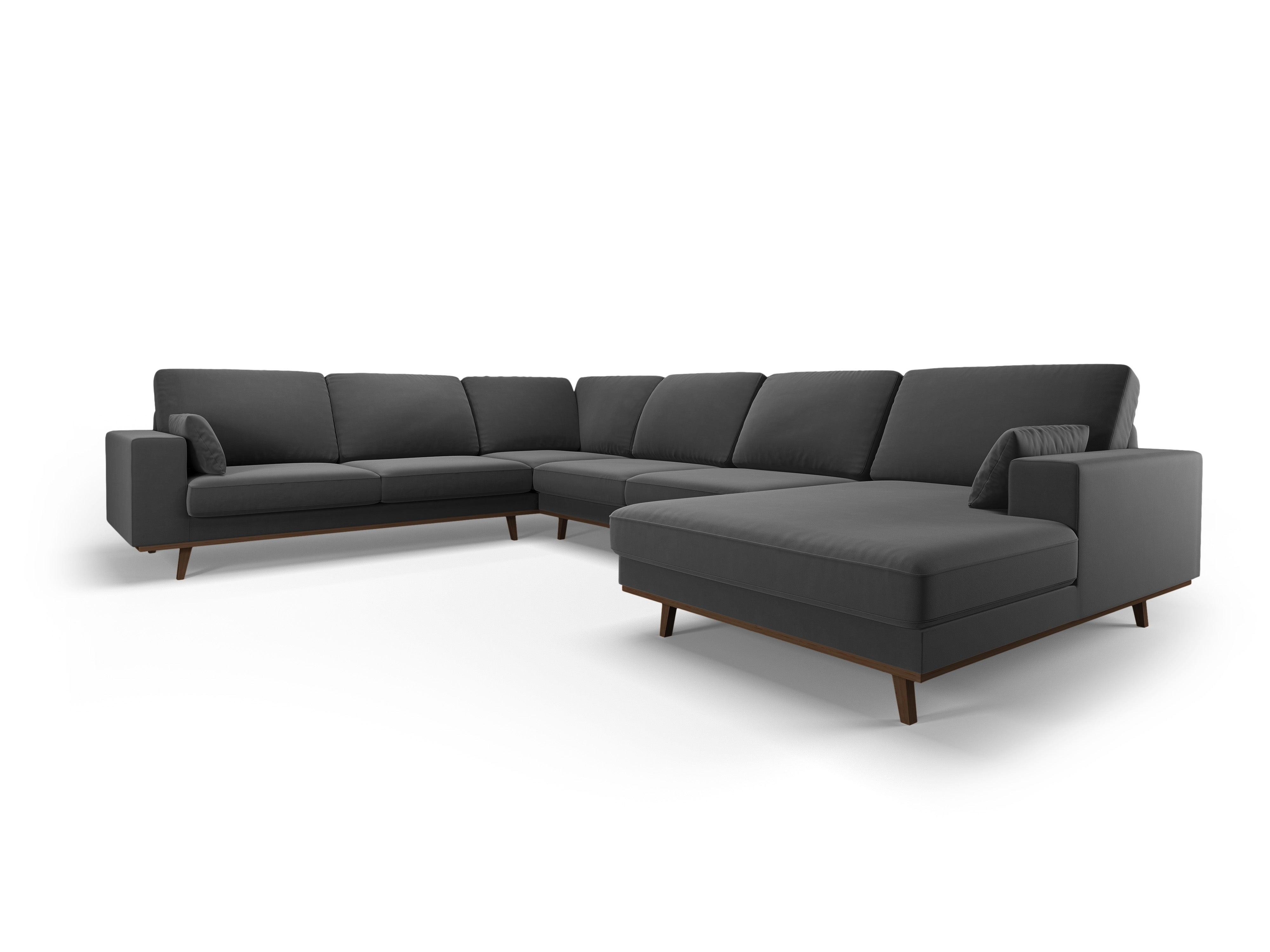 Narożnik lewostronny aksamitny panoramiczny HEBE ciemnoszary Mazzini Sofas Eye on Design