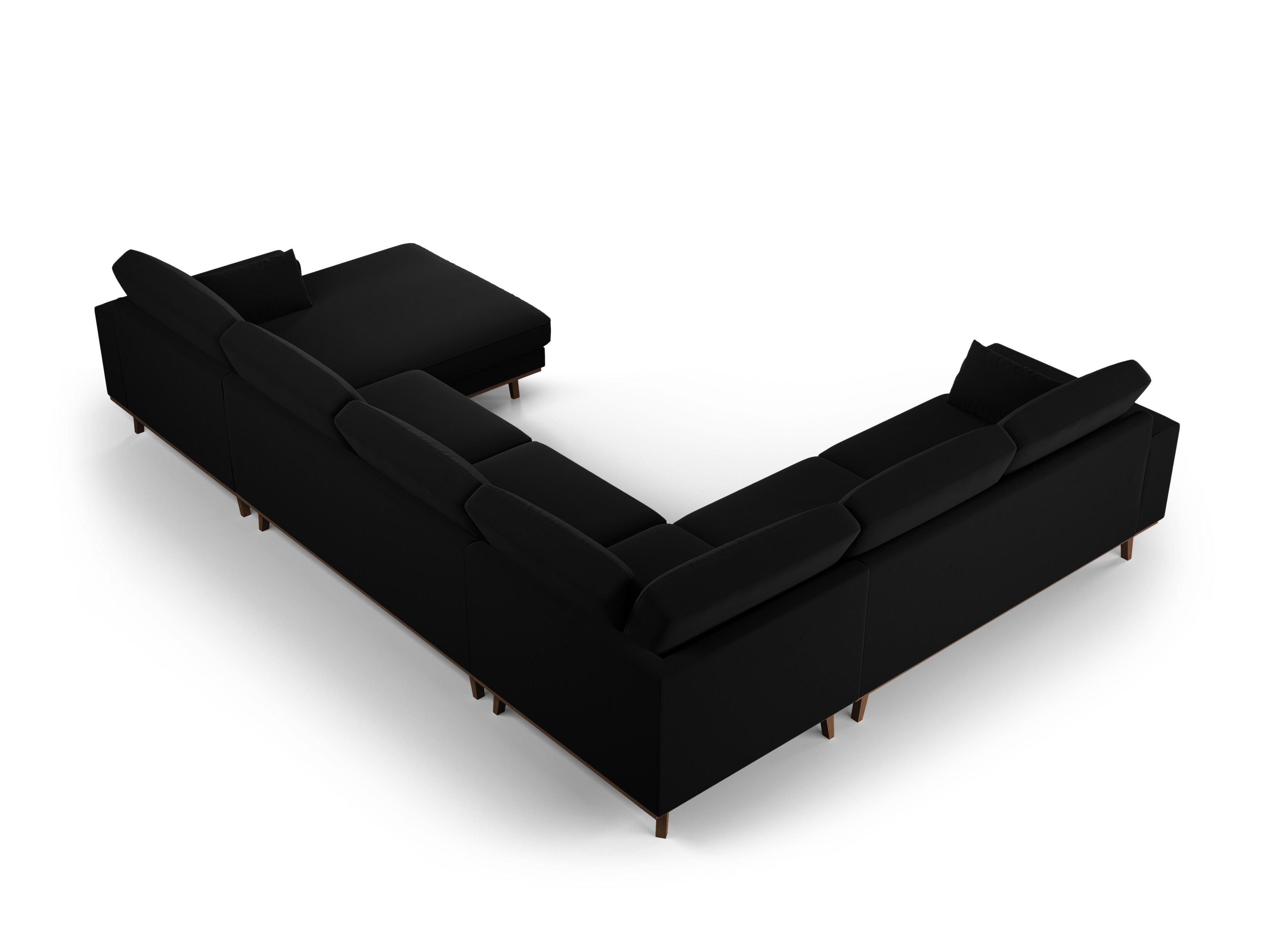 Narożnik lewostronny aksamitny panoramiczny HEBE czarny Mazzini Sofas Eye on Design