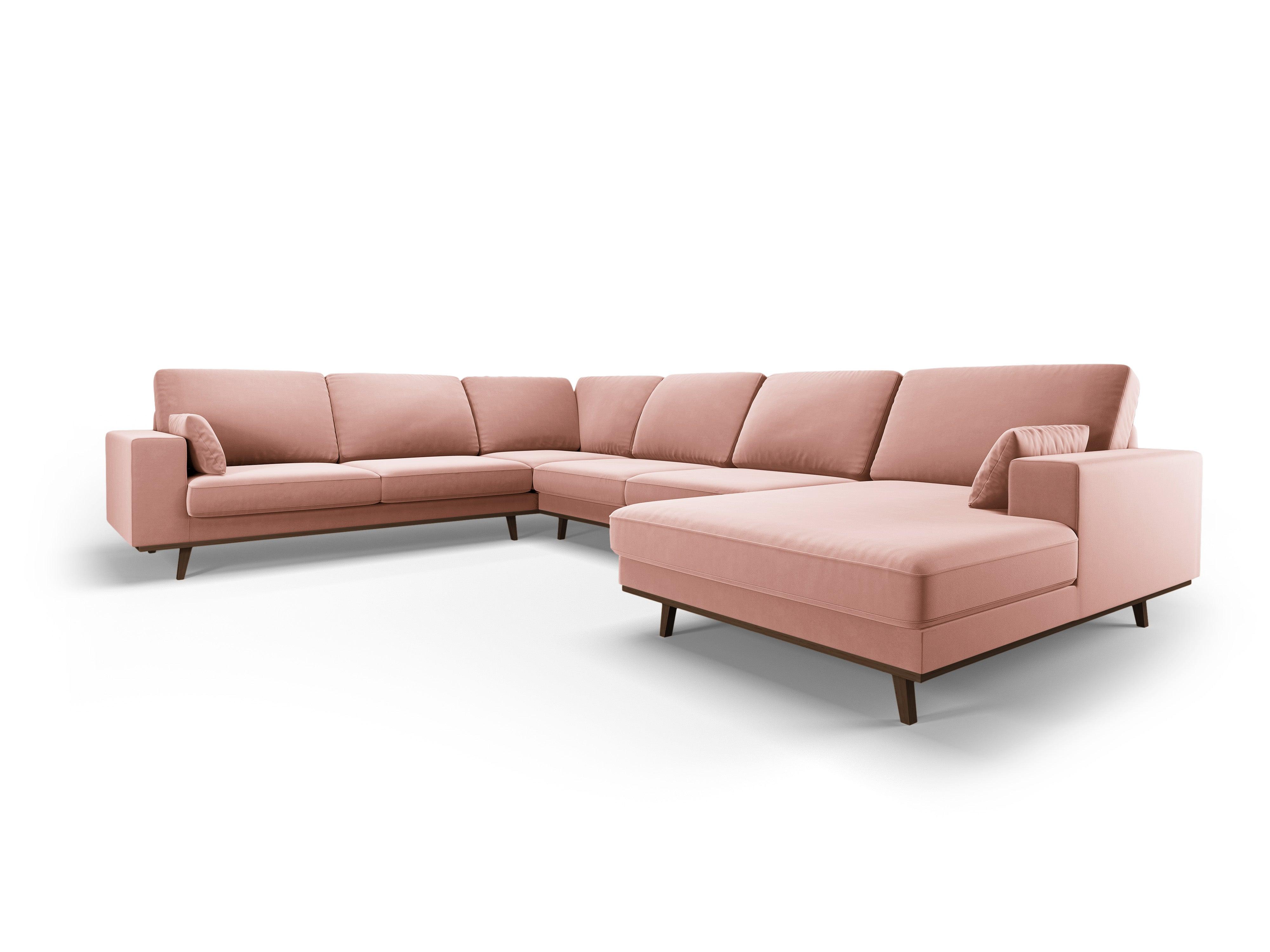 Narożnik lewostronny aksamitny panoramiczny HEBE różowy Mazzini Sofas Eye on Design