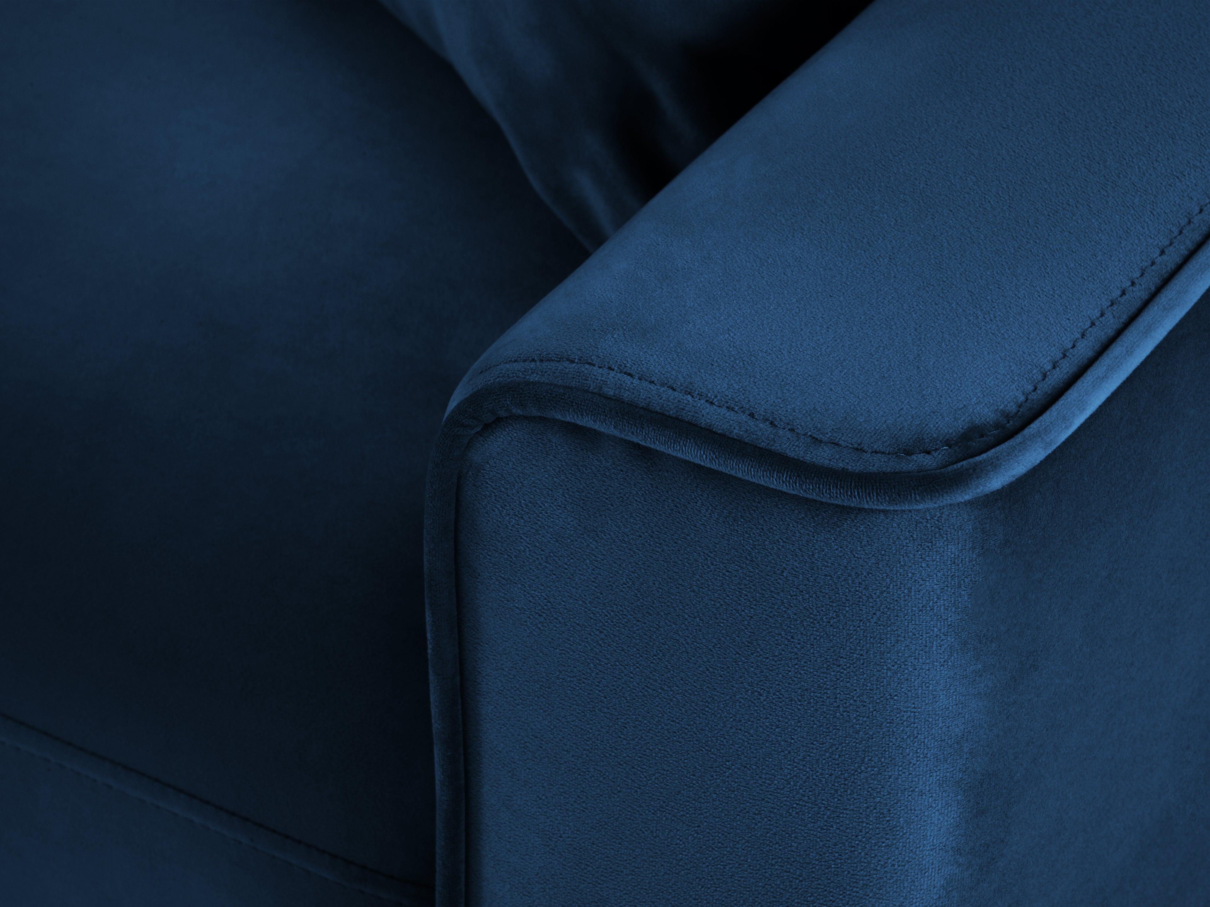 Narożnik lewostronny aksamitny z funkcją spania CARTADERA błękit królewski ze złotą podstawą Mazzini Sofas Eye on Design