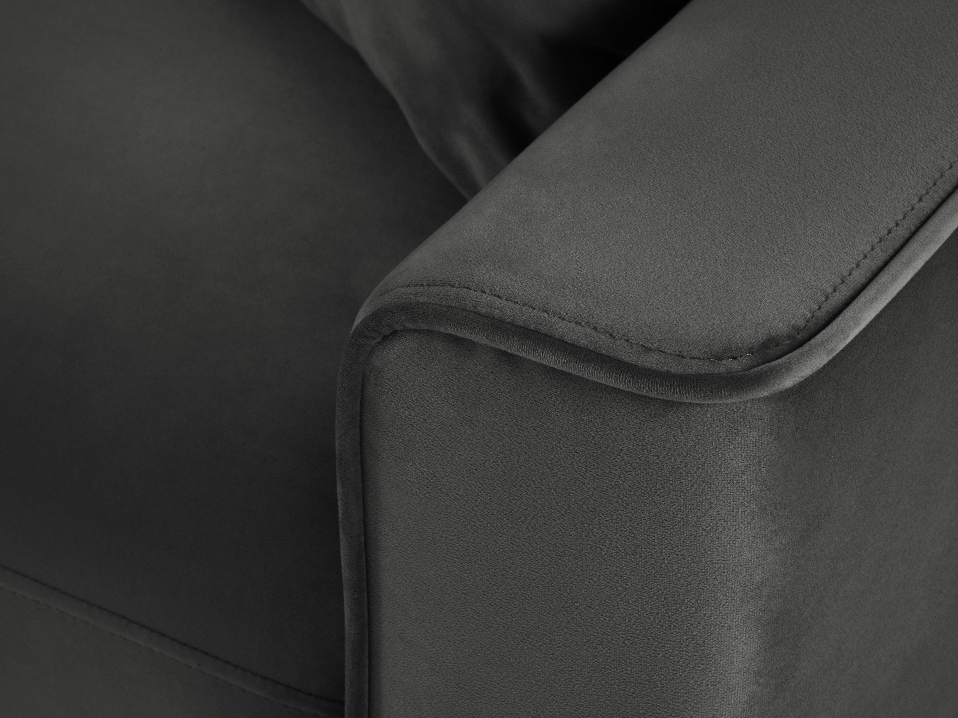 Narożnik lewostronny aksamitny z funkcją spania CARTADERA ciemnoszary ze złotą podstawą Mazzini Sofas Eye on Design