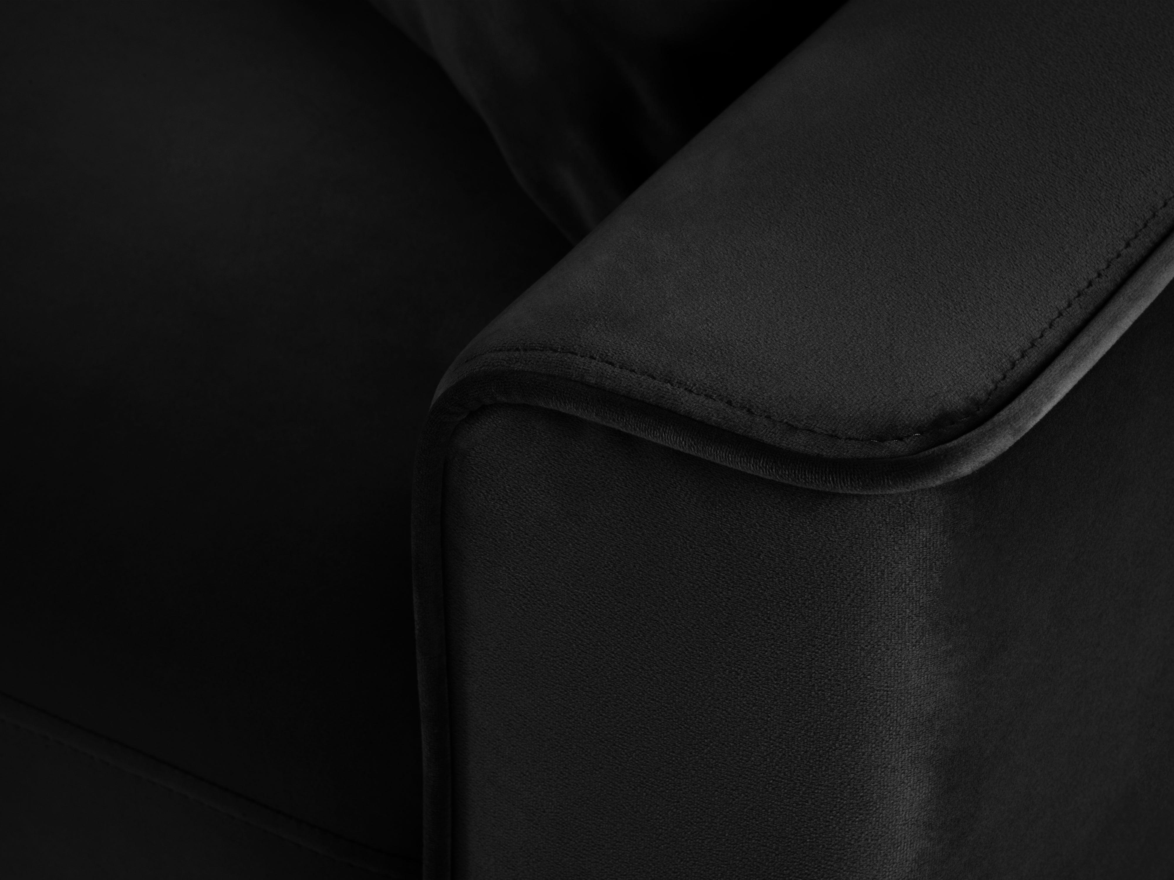 Narożnik lewostronny aksamitny z funkcją spania CARTADERA czarny ze złotą podstawą Mazzini Sofas Eye on Design