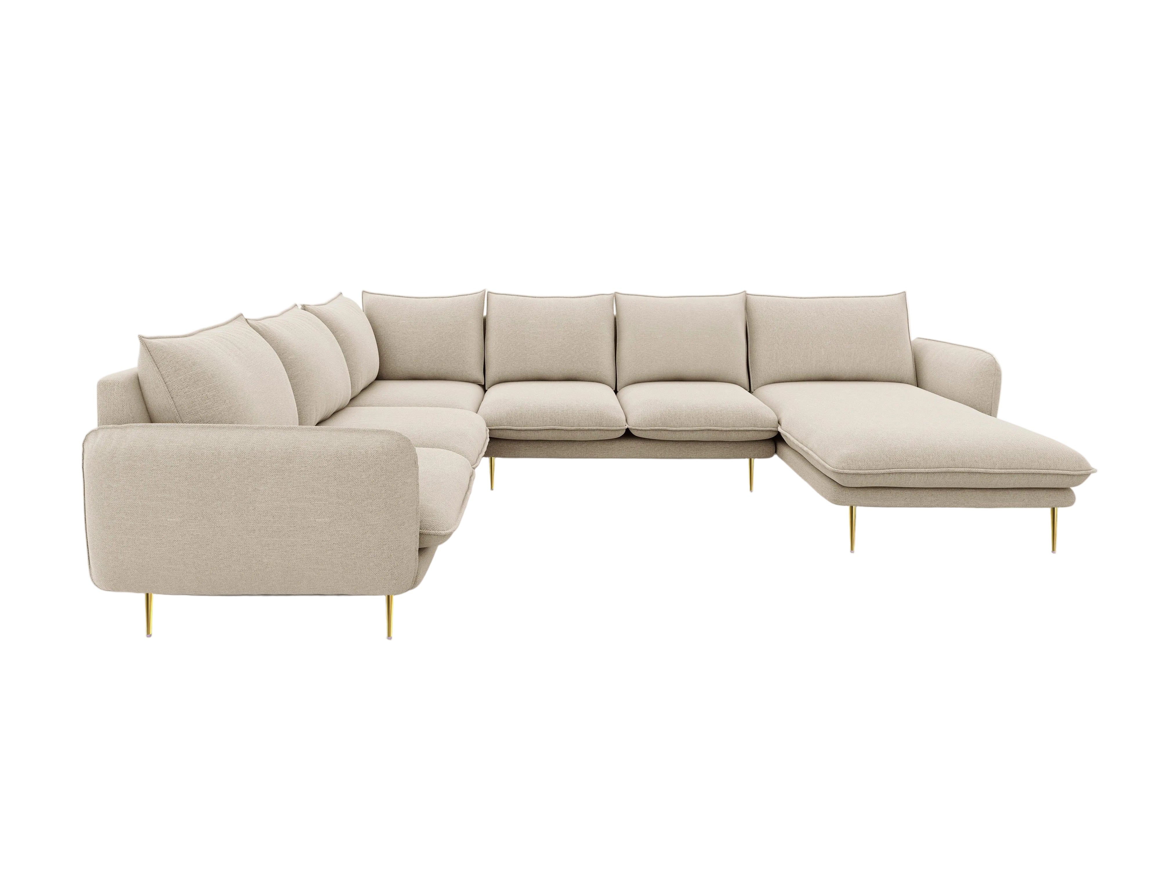 Narożnik lewostronny panoramiczny VIENNA beżowy ze złotą podstawą Cosmopolitan Design Eye on Design