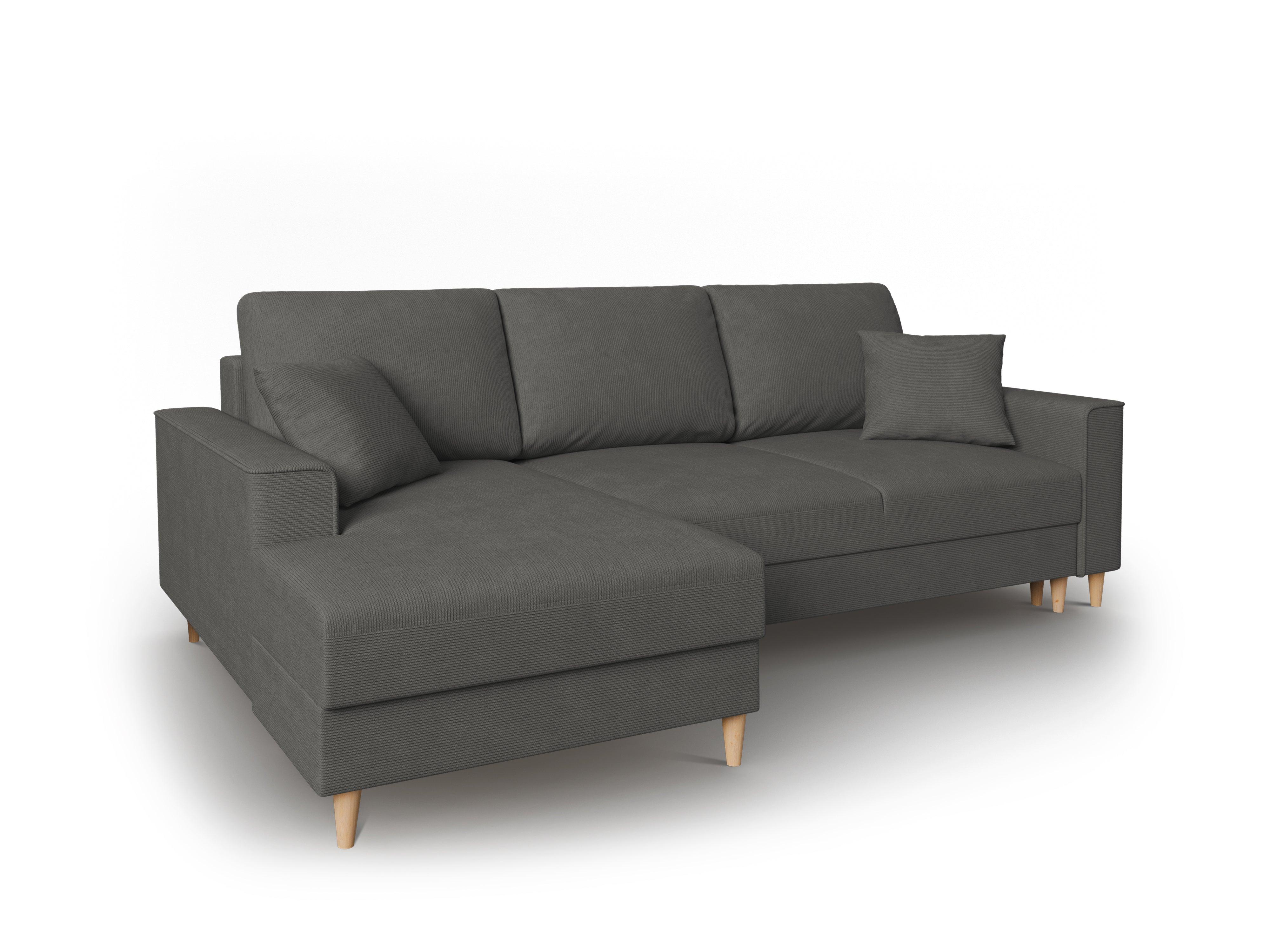 Narożnik lewostronny sztruksowy z funkcją spania CARTADERA ciemnoszary Mazzini Sofas Eye on Design