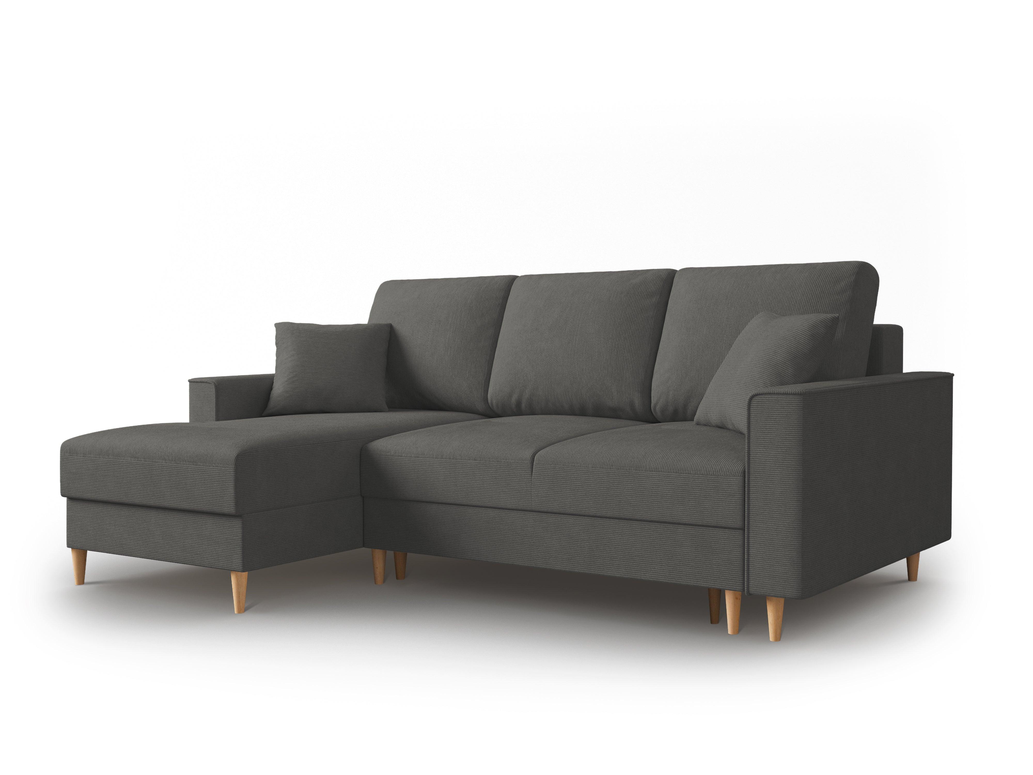 Narożnik lewostronny sztruksowy z funkcją spania CARTADERA ciemnoszary Mazzini Sofas Eye on Design