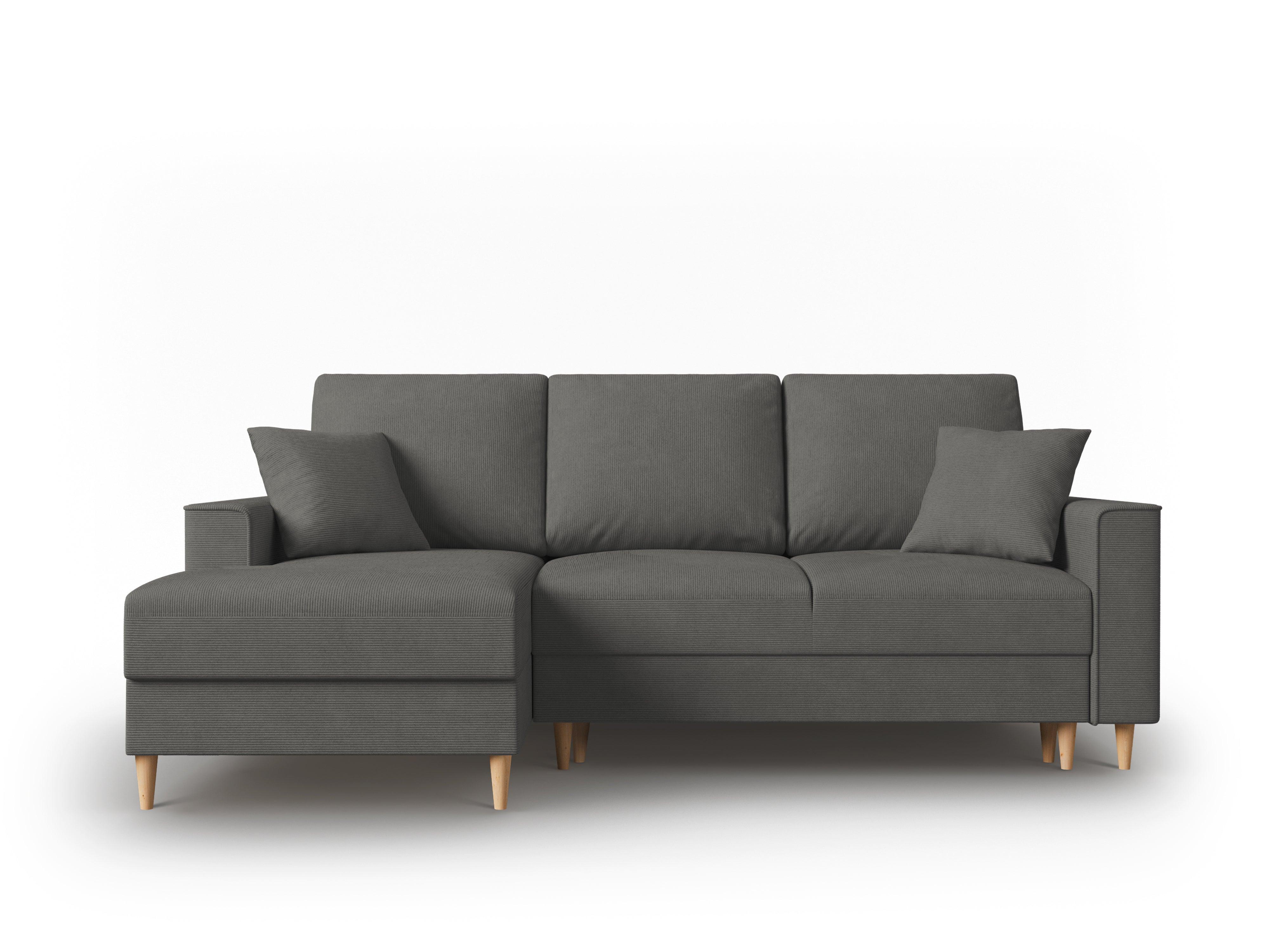 Narożnik lewostronny sztruksowy z funkcją spania CARTADERA ciemnoszary Mazzini Sofas Eye on Design