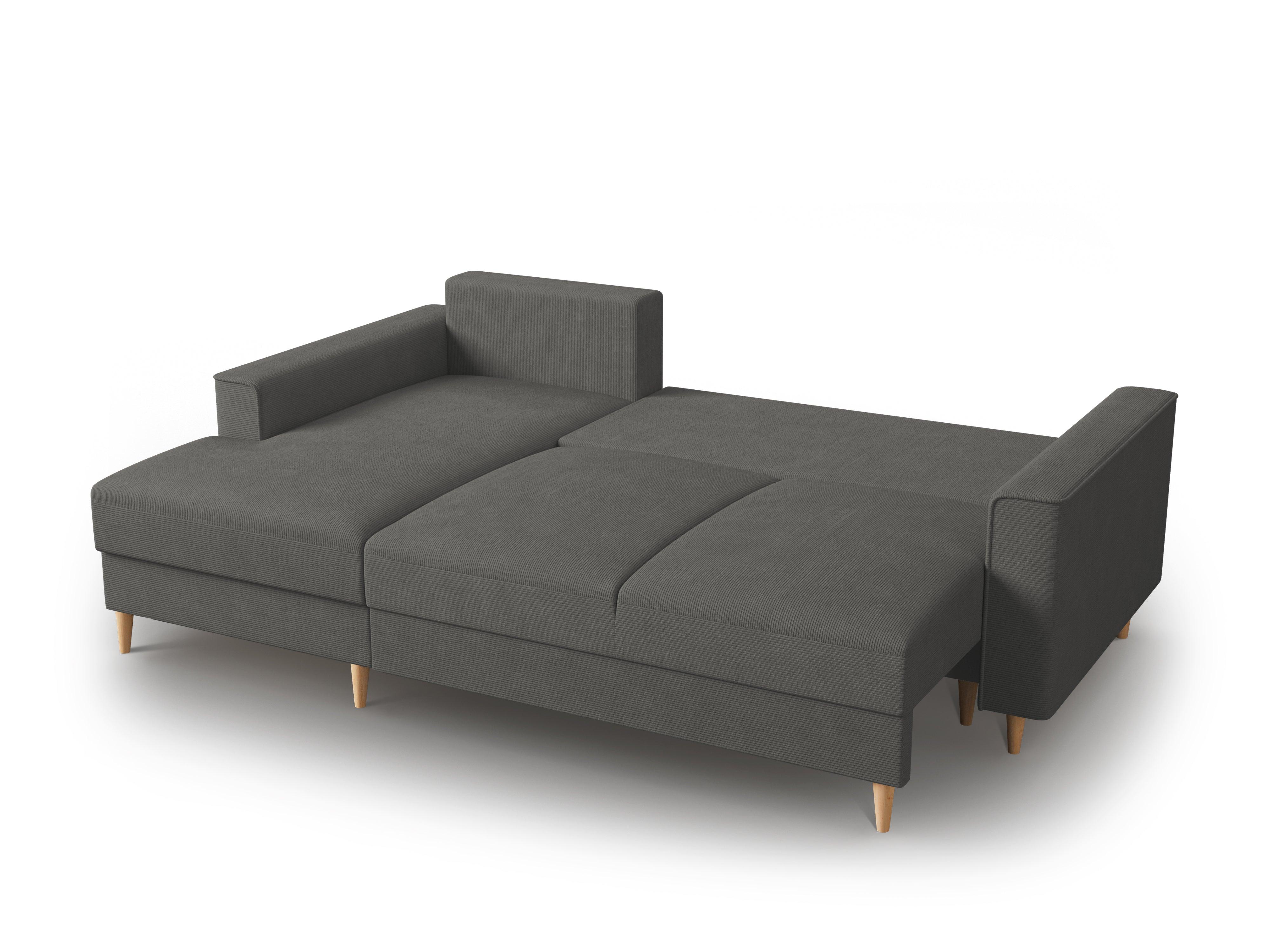 Narożnik lewostronny sztruksowy z funkcją spania CARTADERA ciemnoszary Mazzini Sofas Eye on Design