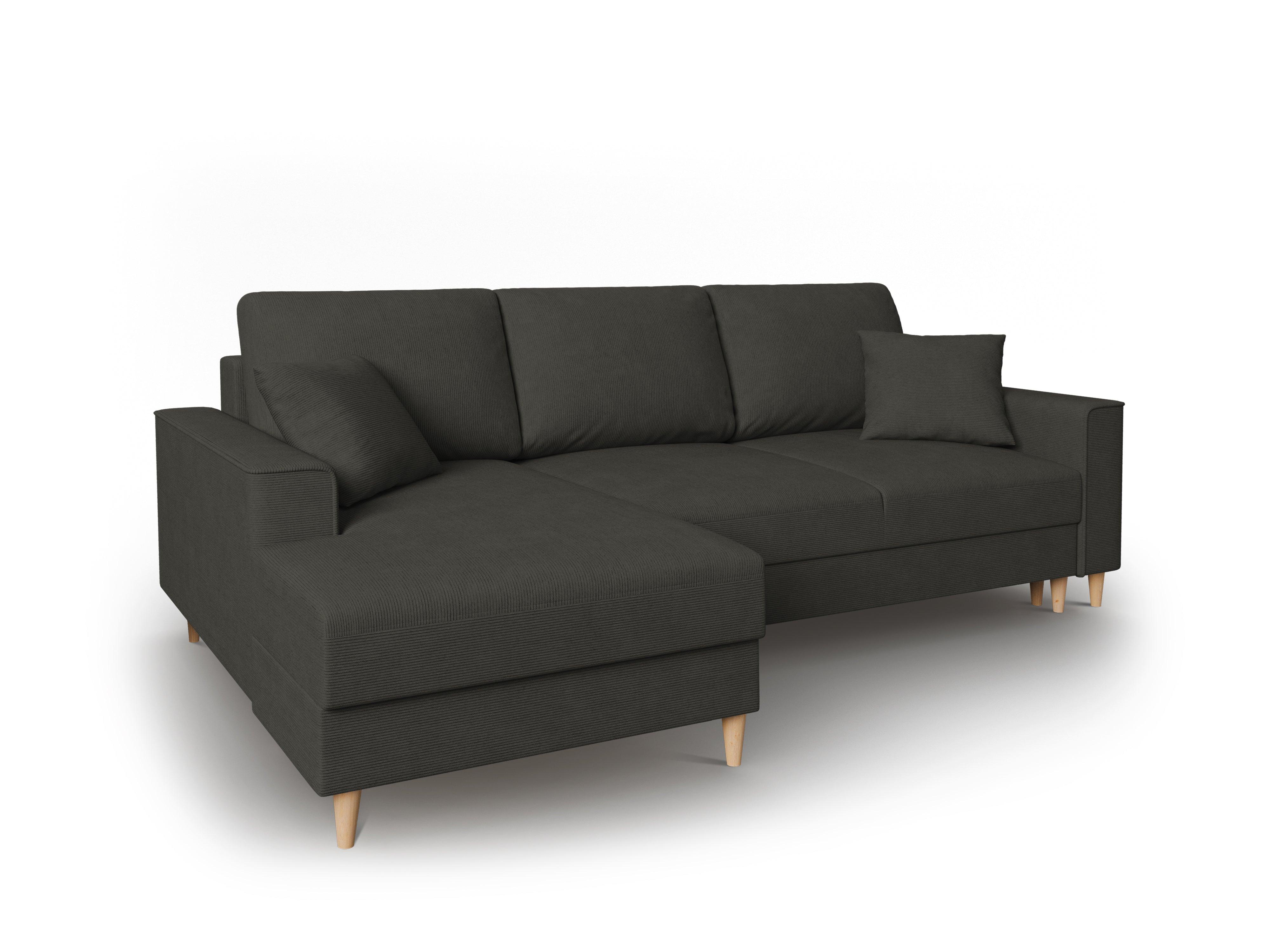 Narożnik lewostronny sztruksowy z funkcją spania CARTADERA czarny Mazzini Sofas Eye on Design