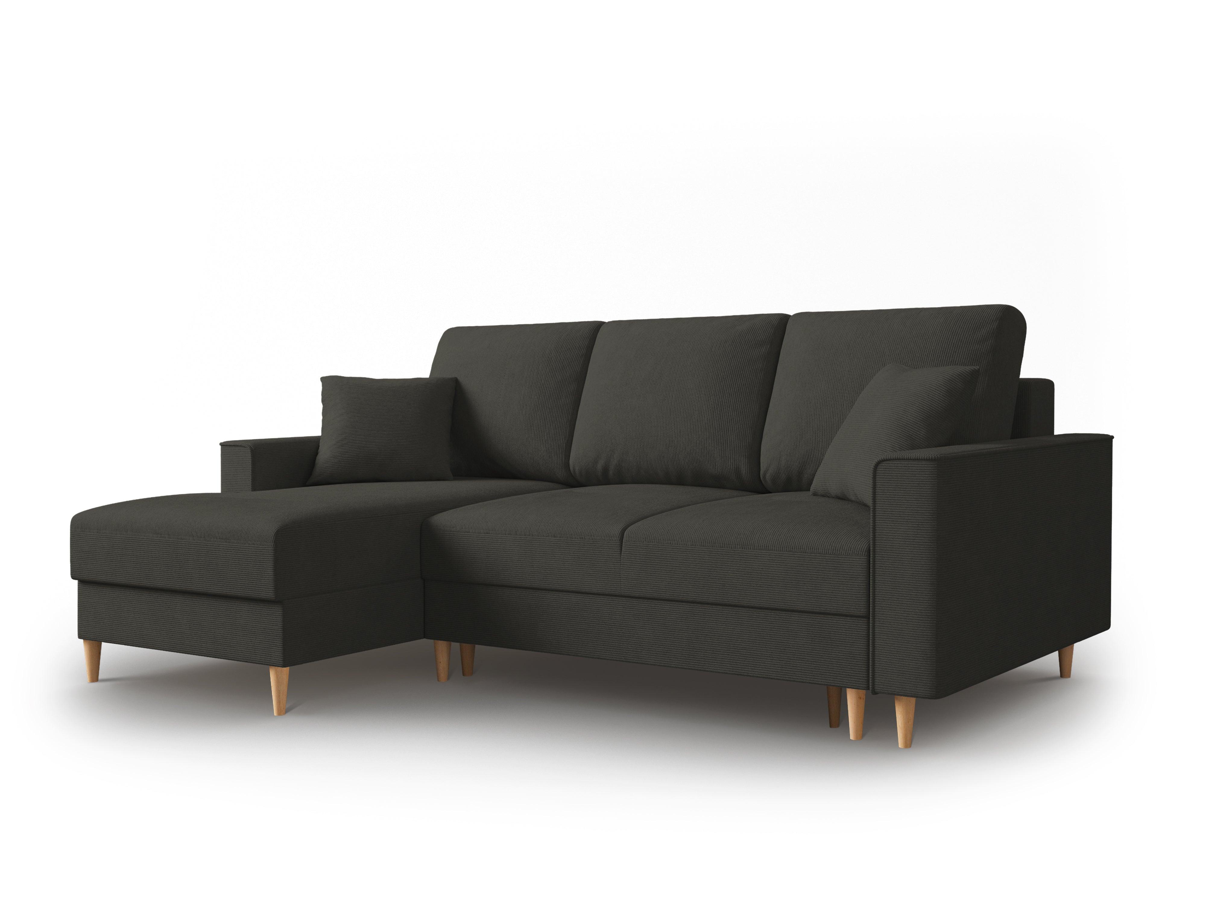 Narożnik lewostronny sztruksowy z funkcją spania CARTADERA czarny Mazzini Sofas Eye on Design