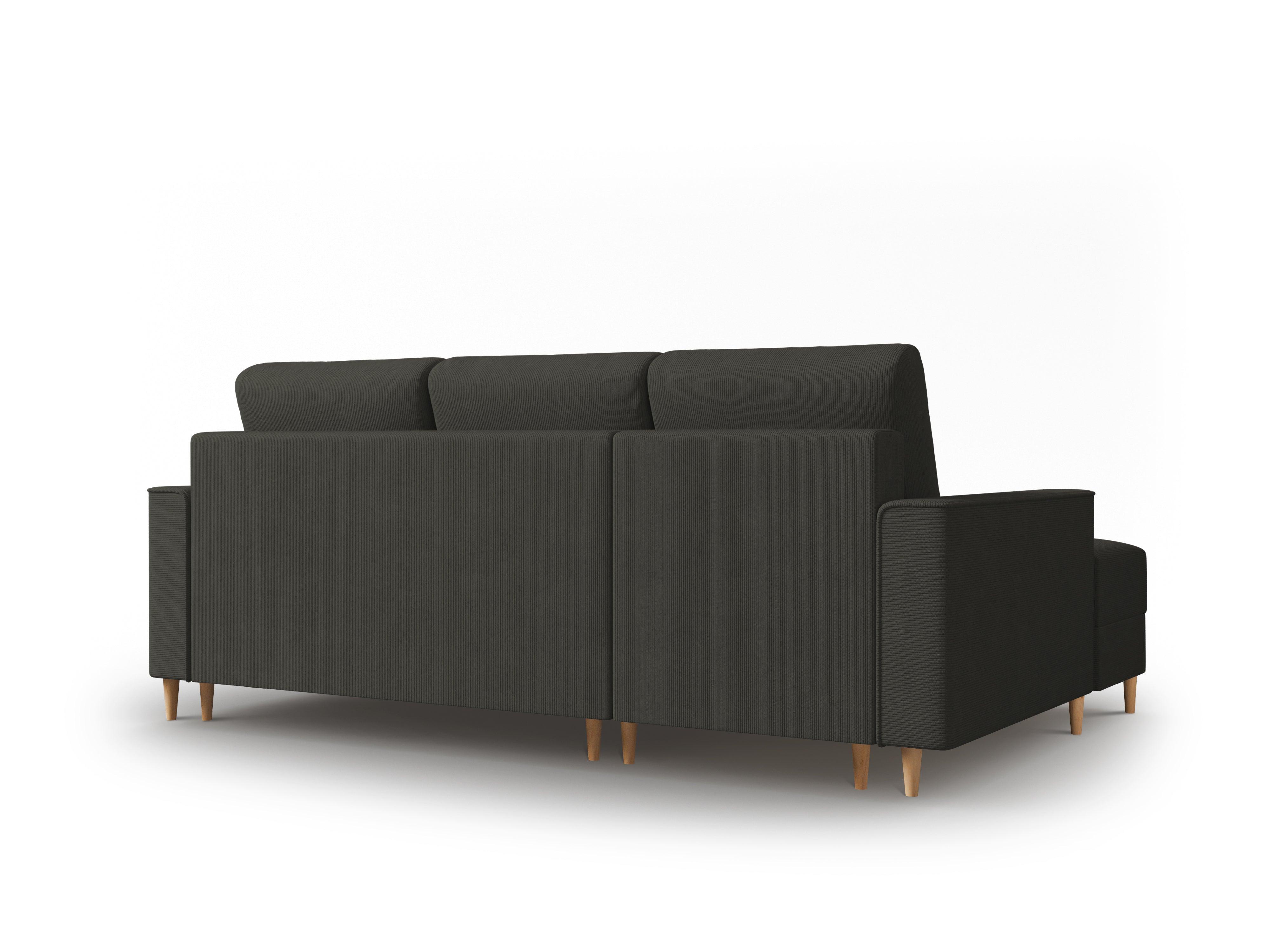 Narożnik lewostronny sztruksowy z funkcją spania CARTADERA czarny Mazzini Sofas Eye on Design