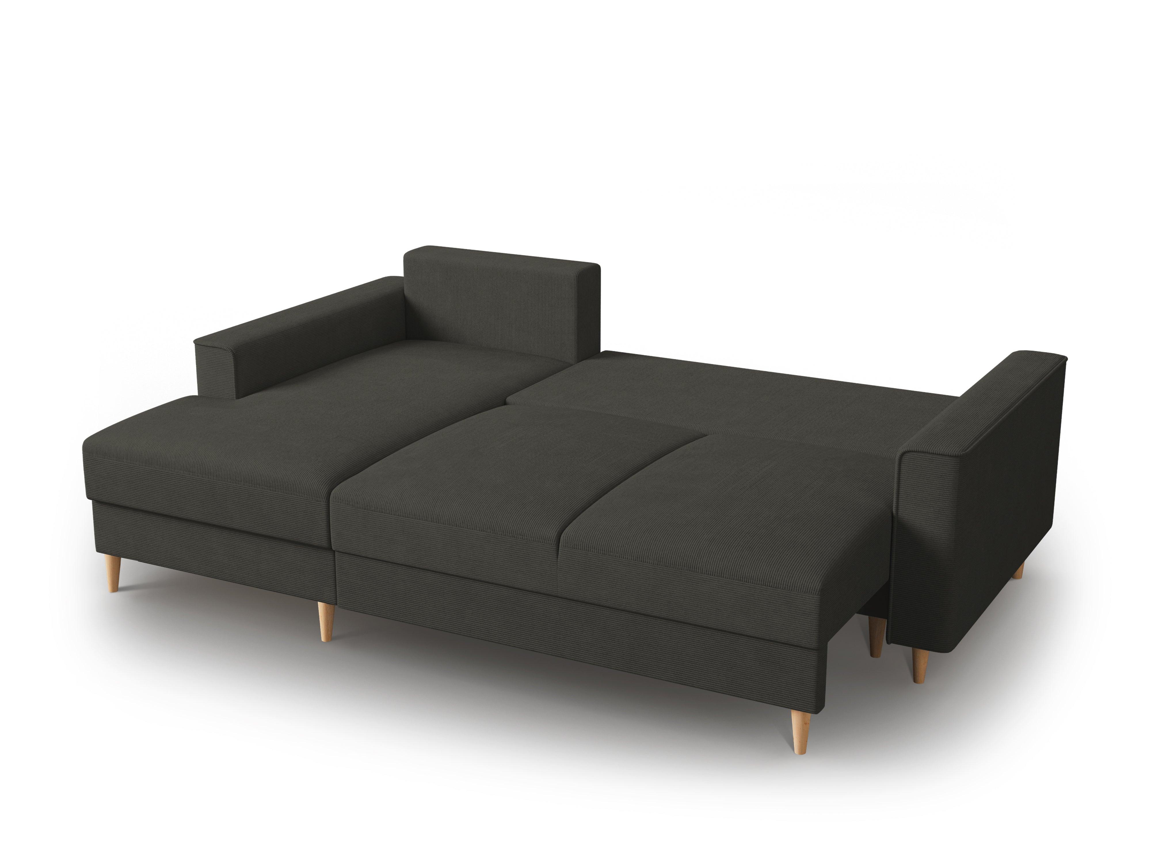 Narożnik lewostronny sztruksowy z funkcją spania CARTADERA czarny Mazzini Sofas Eye on Design