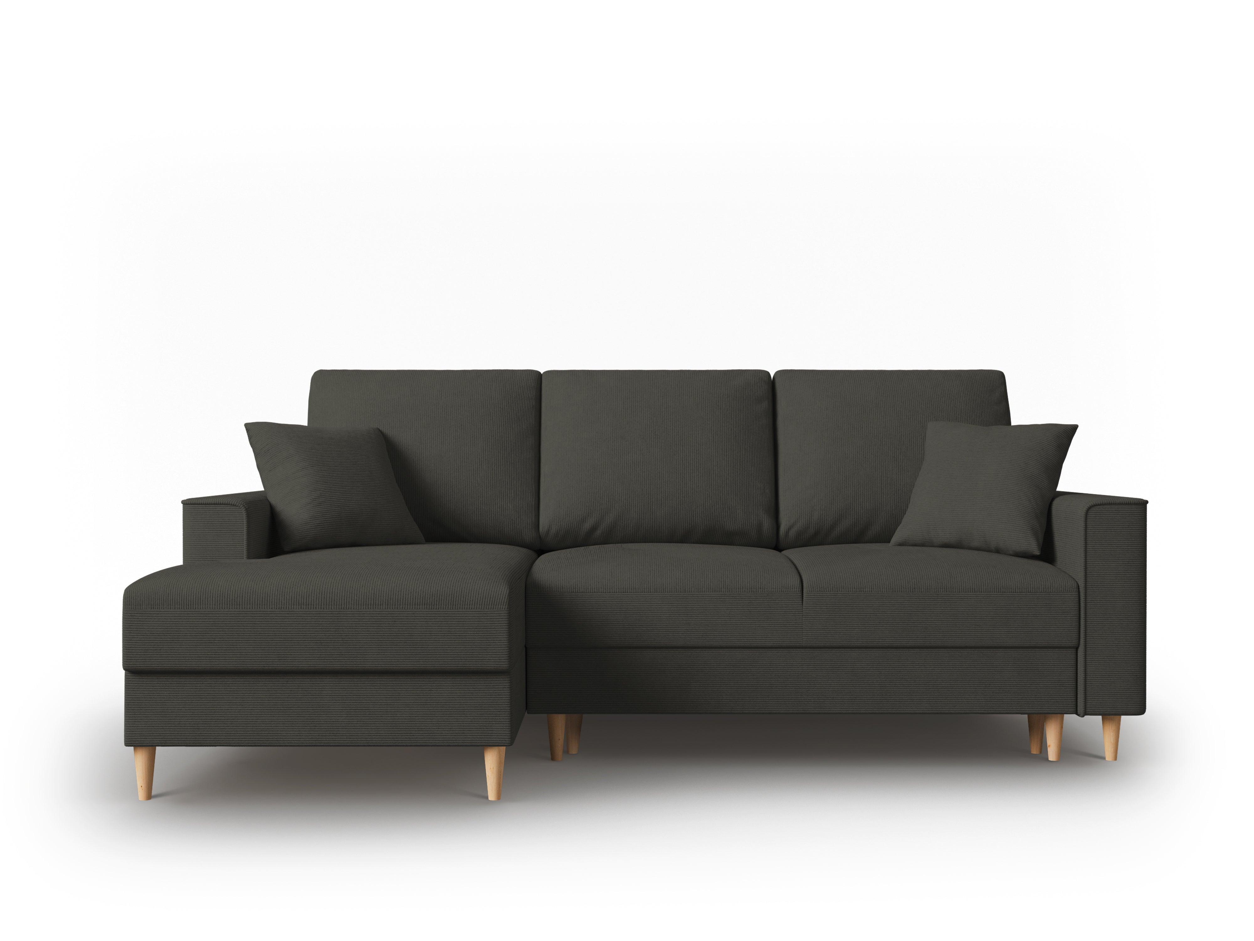 Narożnik lewostronny sztruksowy z funkcją spania CARTADERA czarny Mazzini Sofas Eye on Design