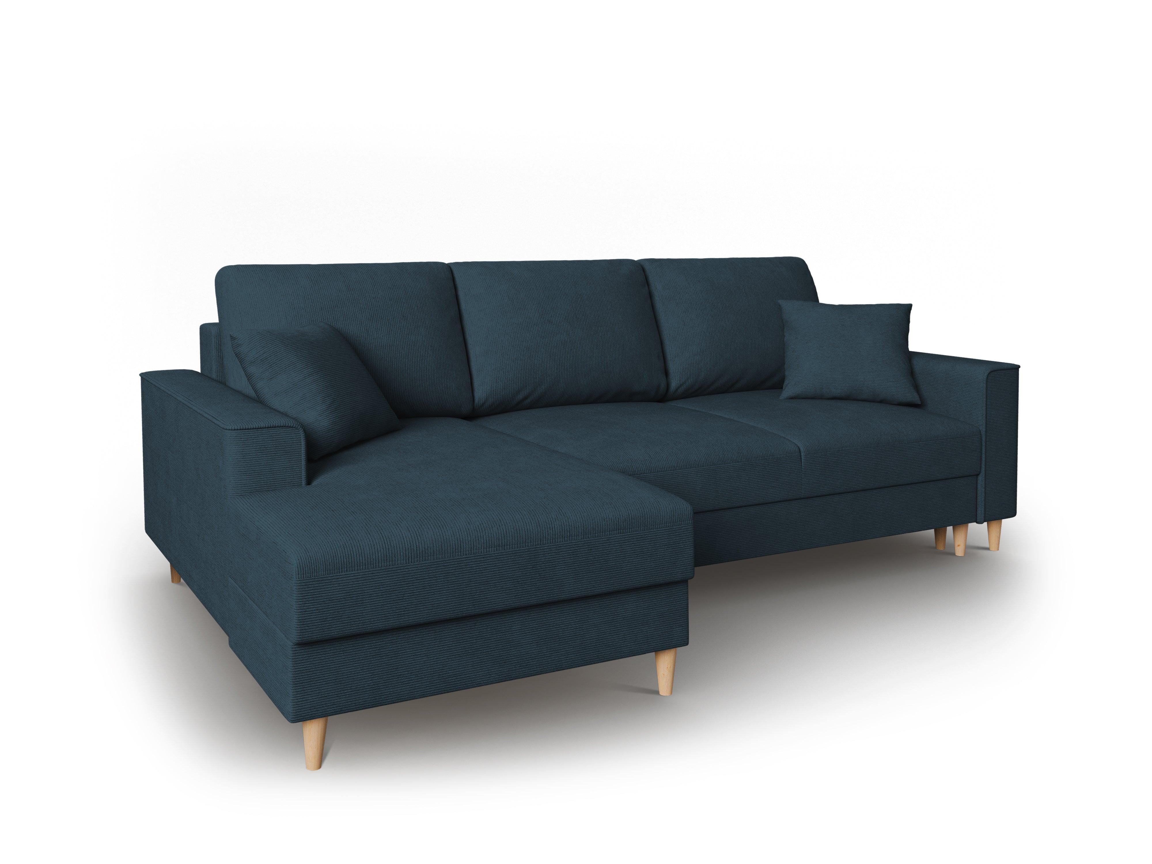 Narożnik lewostronny sztruksowy z funkcją spania CARTADERA granatowy Mazzini Sofas Eye on Design