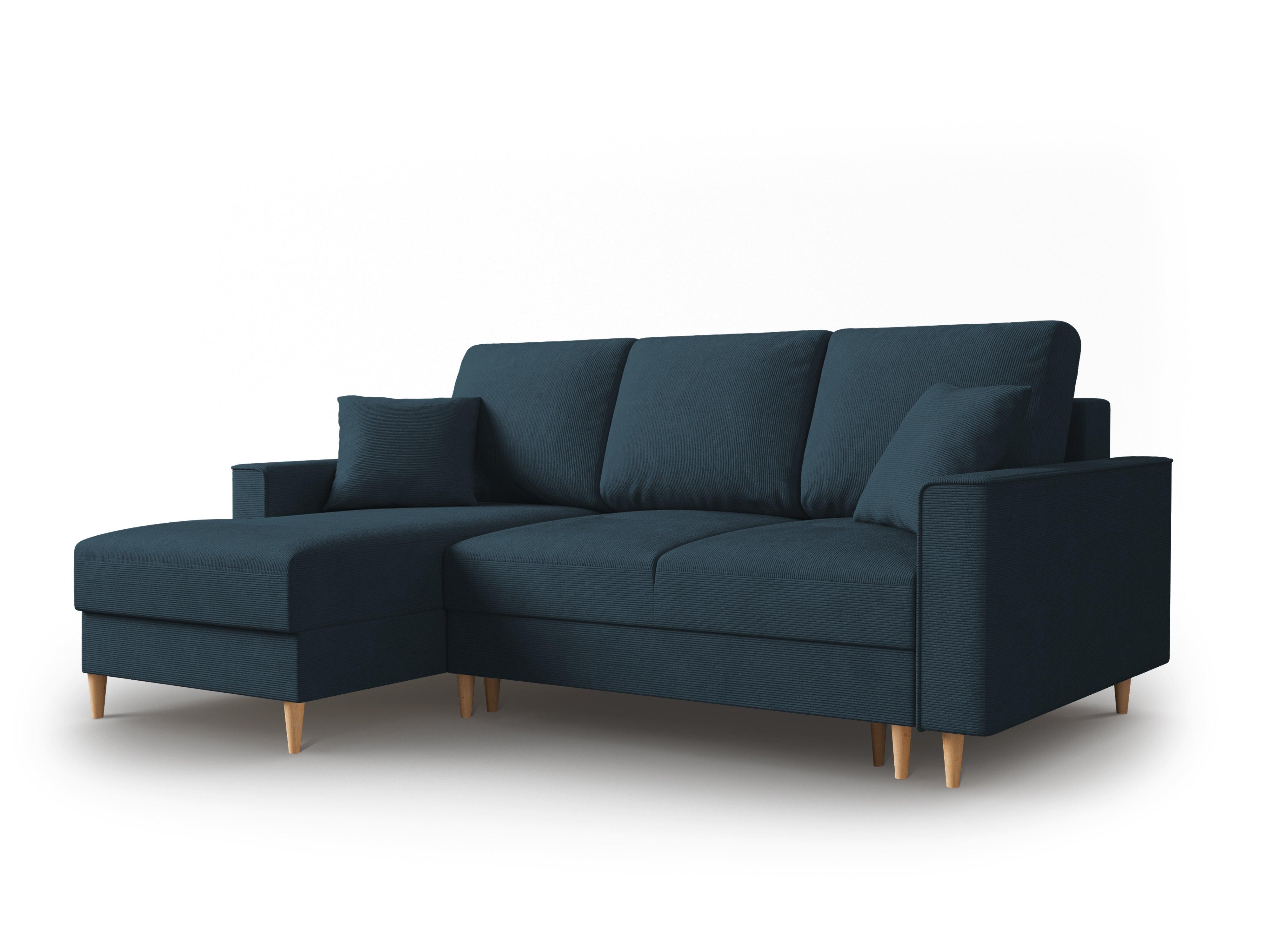 Narożnik lewostronny sztruksowy z funkcją spania CARTADERA granatowy Mazzini Sofas Eye on Design