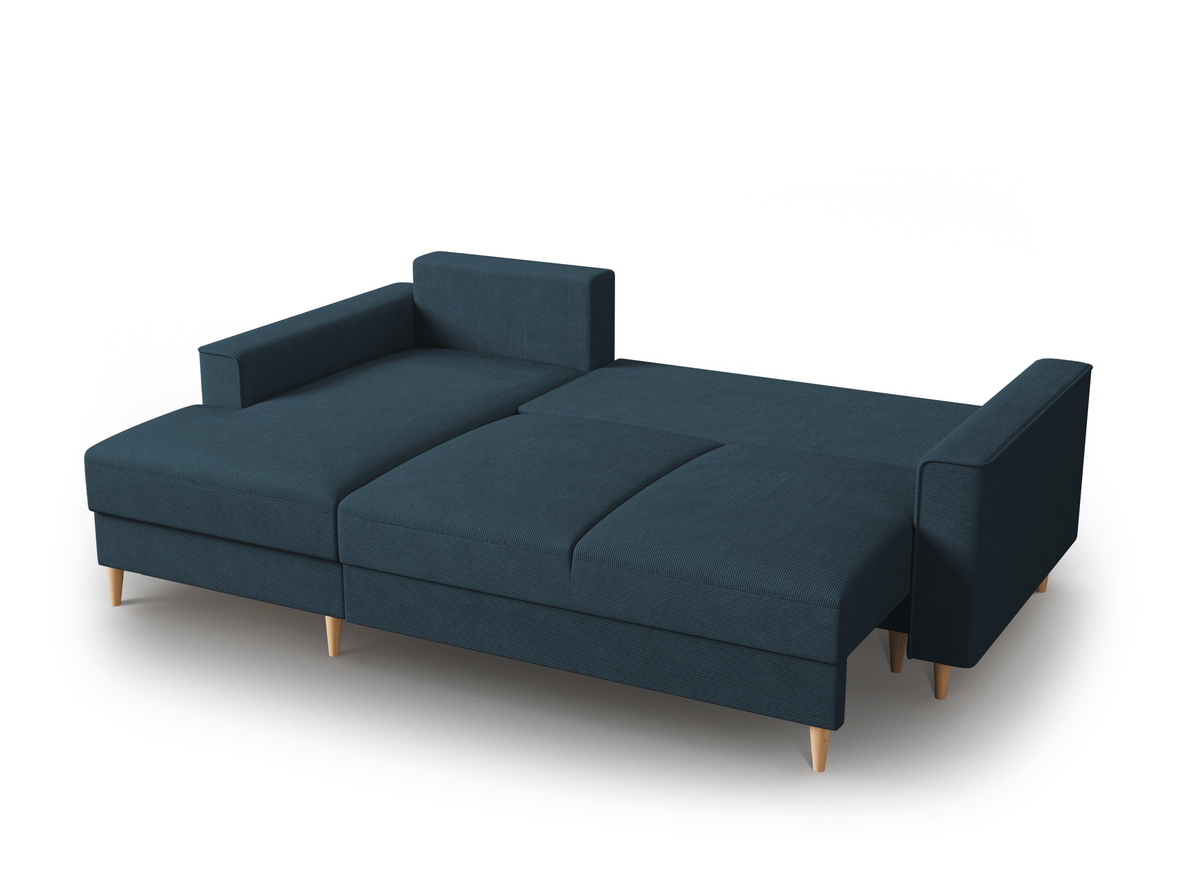 Narożnik lewostronny sztruksowy z funkcją spania CARTADERA granatowy Mazzini Sofas Eye on Design