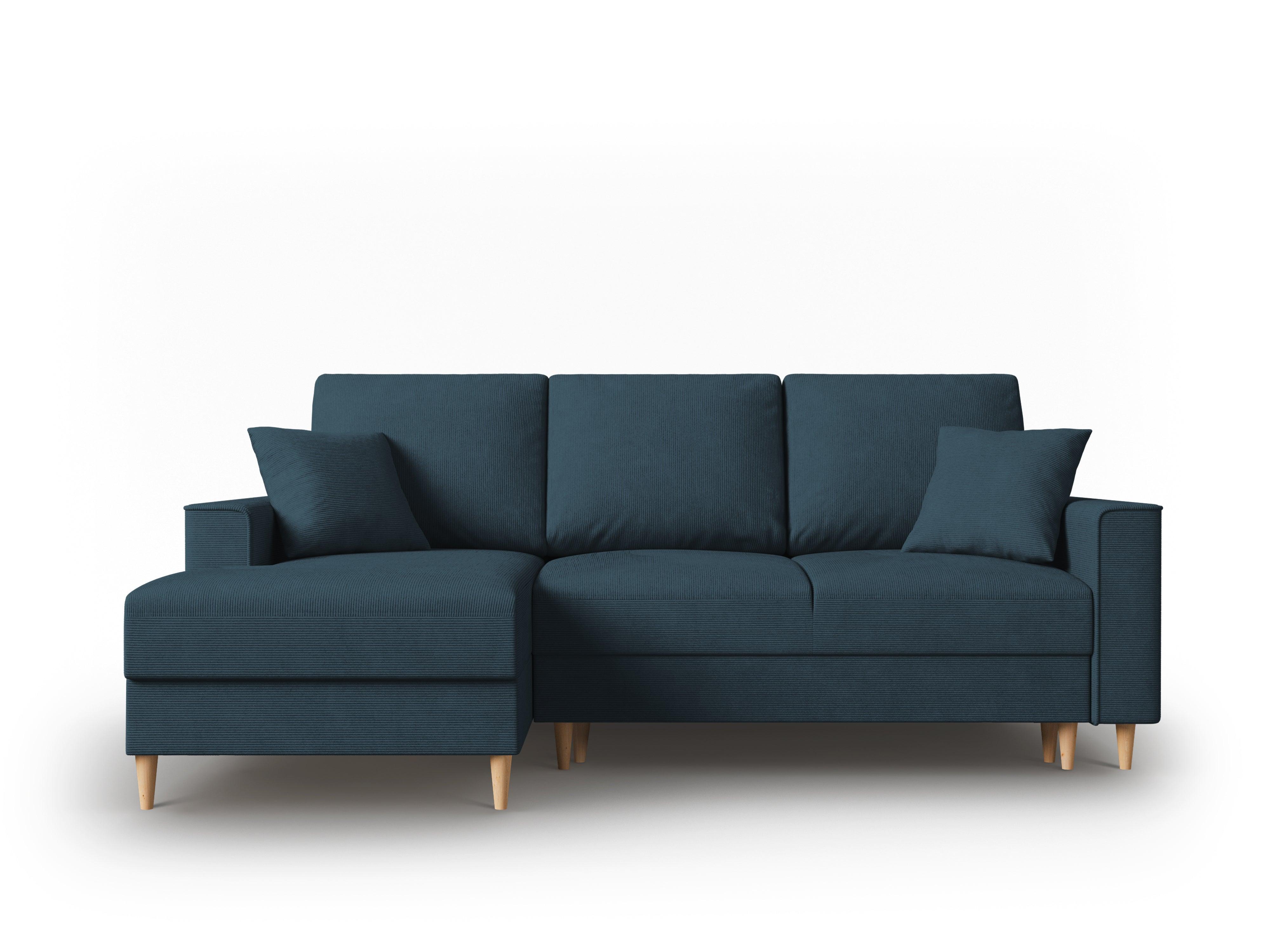 Narożnik lewostronny sztruksowy z funkcją spania CARTADERA granatowy Mazzini Sofas Eye on Design