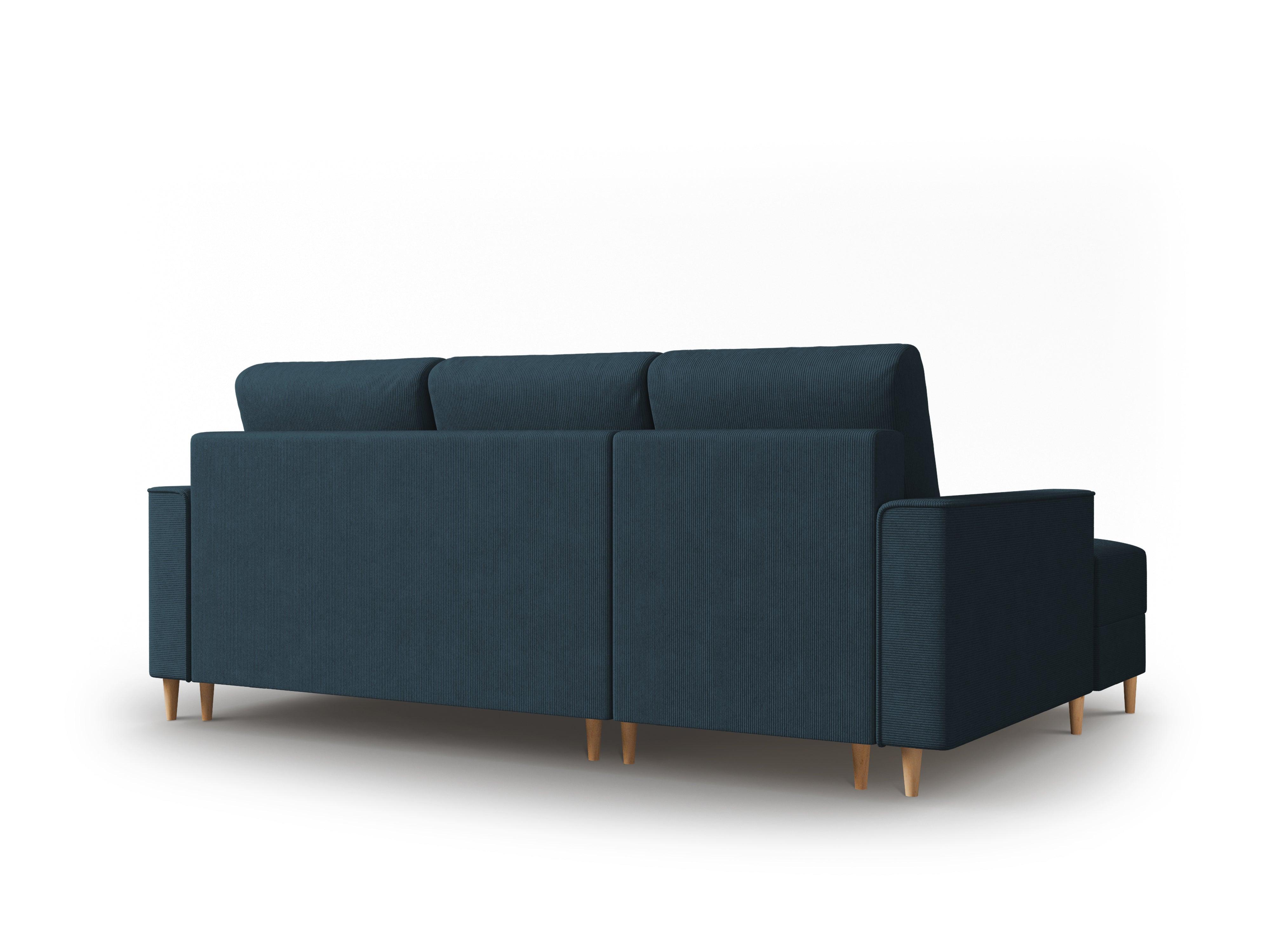 Narożnik lewostronny sztruksowy z funkcją spania CARTADERA granatowy Mazzini Sofas Eye on Design