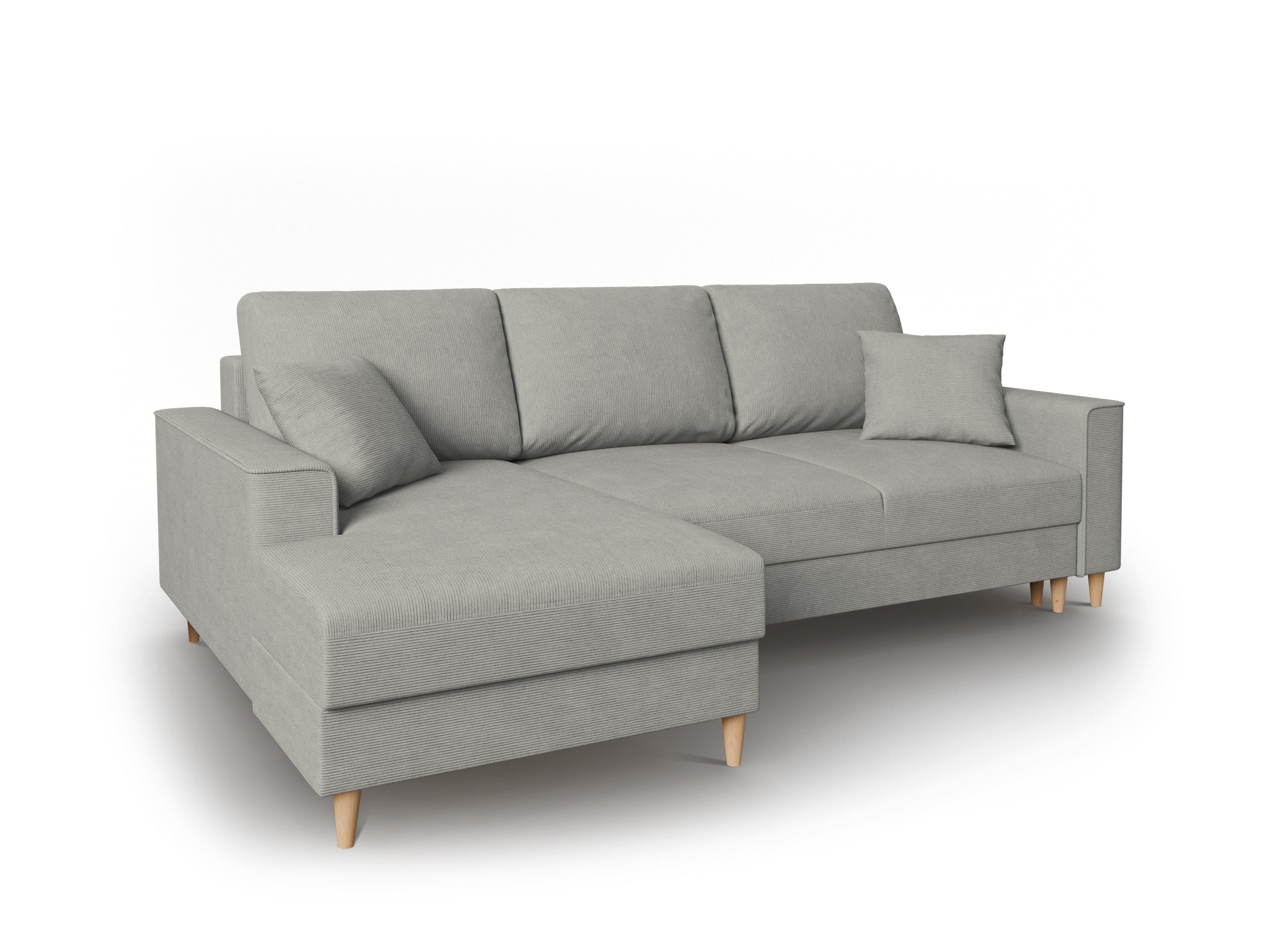 Narożnik lewostronny sztruksowy z funkcją spania CARTADERA jasnoszary Mazzini Sofas Eye on Design