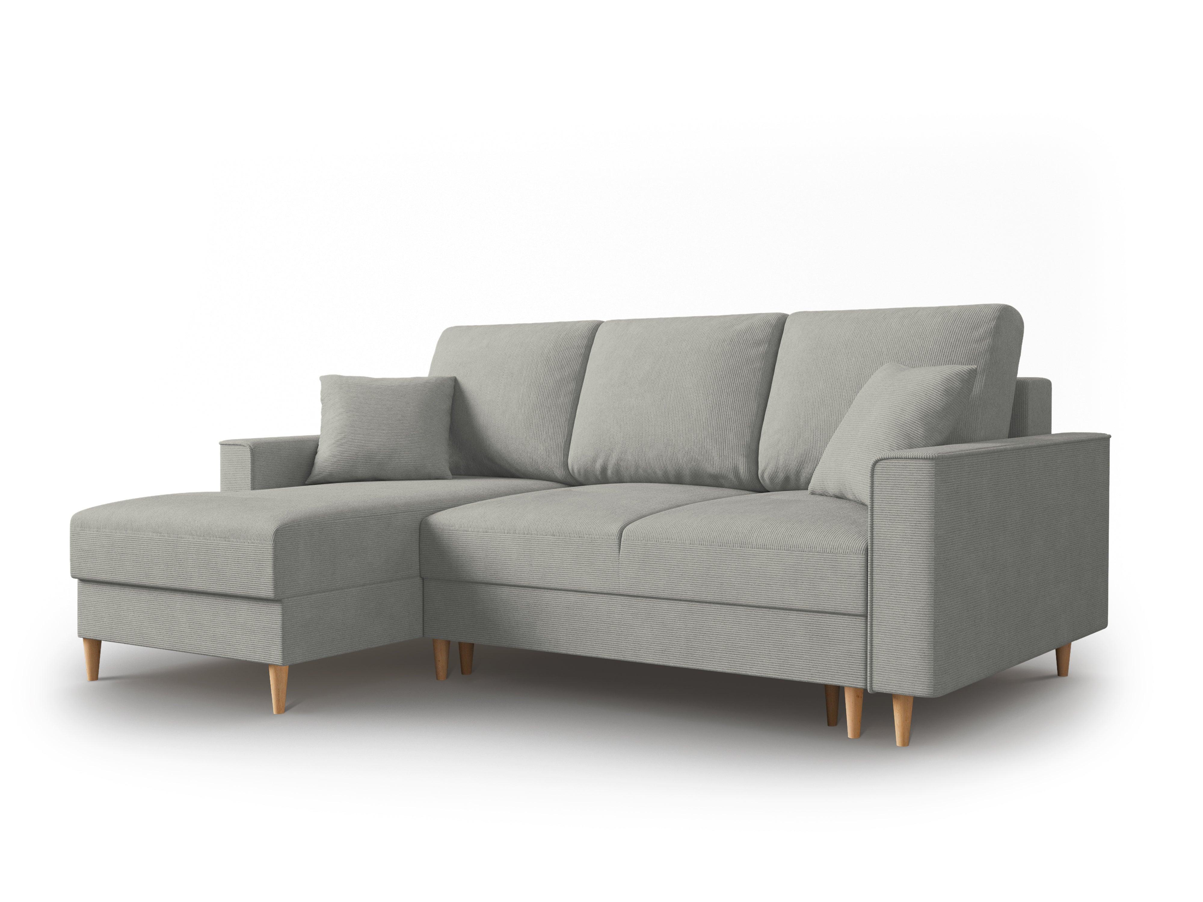 Narożnik lewostronny sztruksowy z funkcją spania CARTADERA jasnoszary Mazzini Sofas Eye on Design
