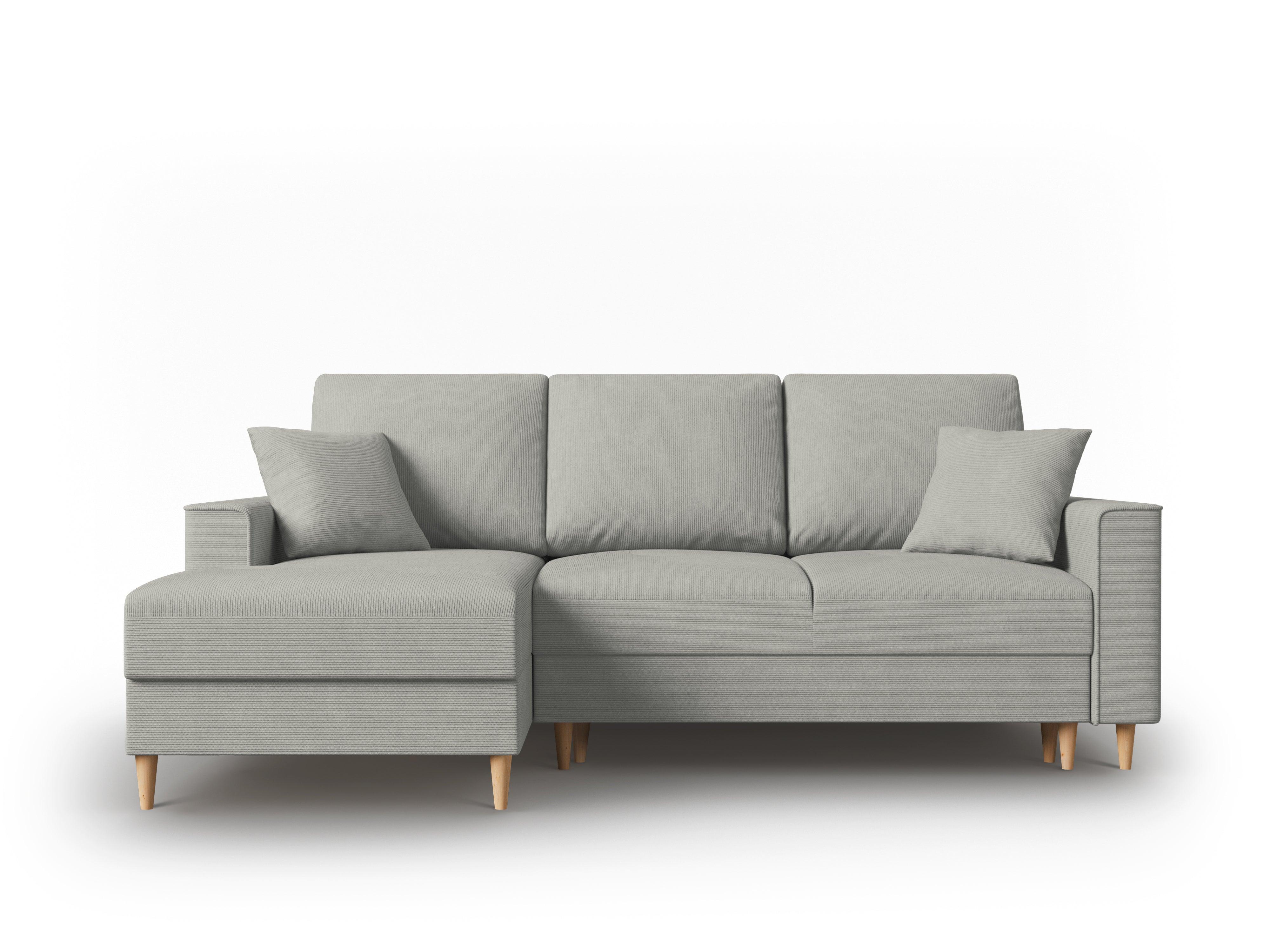 Narożnik lewostronny sztruksowy z funkcją spania CARTADERA jasnoszary Mazzini Sofas Eye on Design