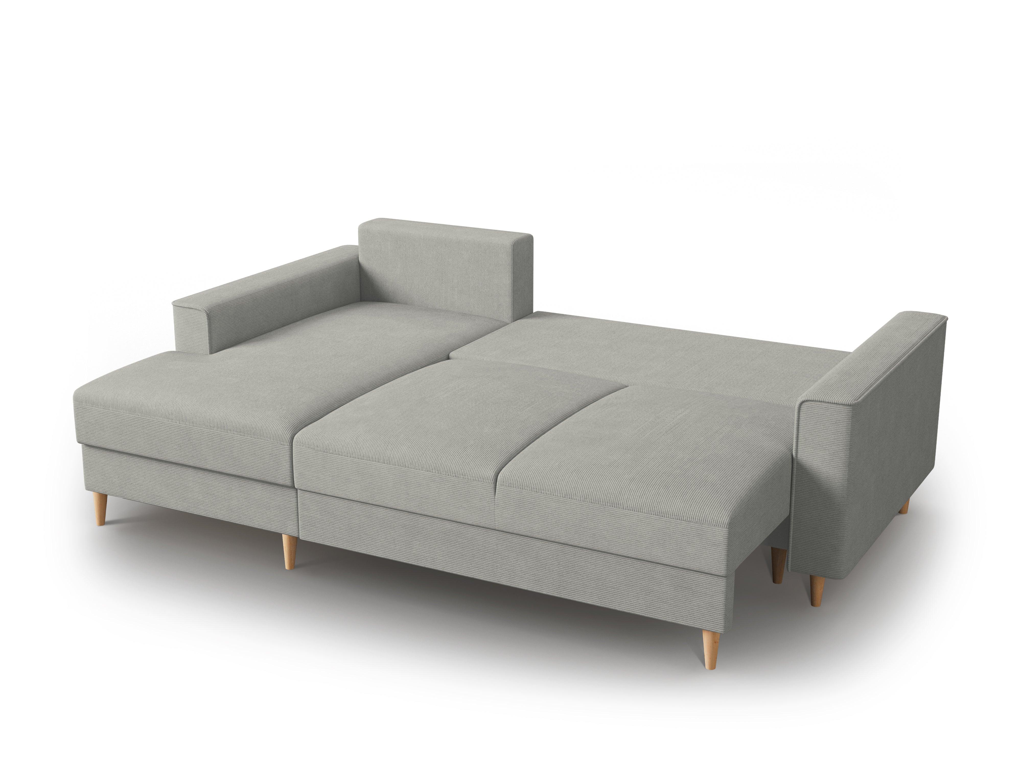 Narożnik lewostronny sztruksowy z funkcją spania CARTADERA jasnoszary Mazzini Sofas Eye on Design
