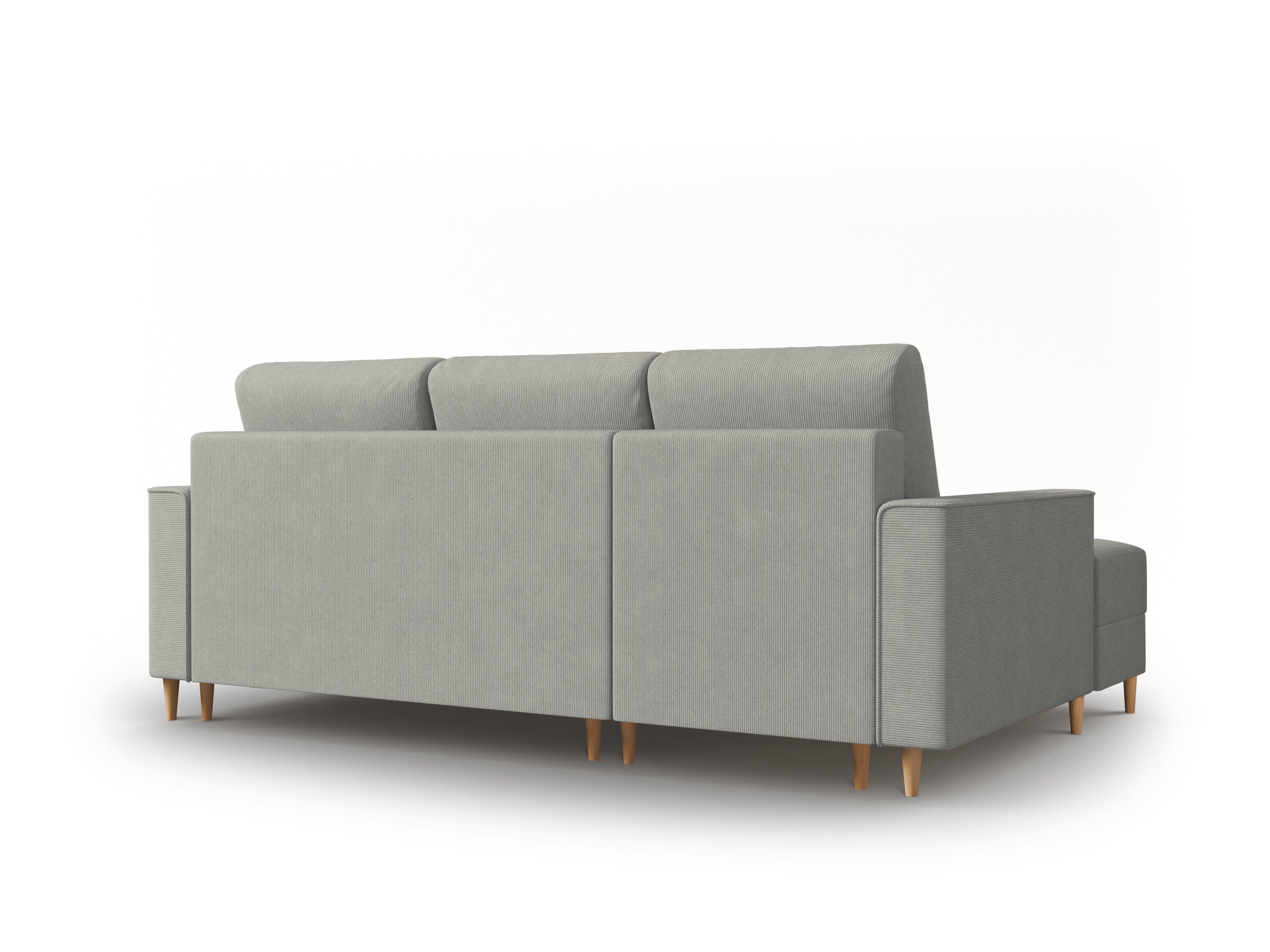 Narożnik lewostronny sztruksowy z funkcją spania CARTADERA jasnoszary Mazzini Sofas Eye on Design