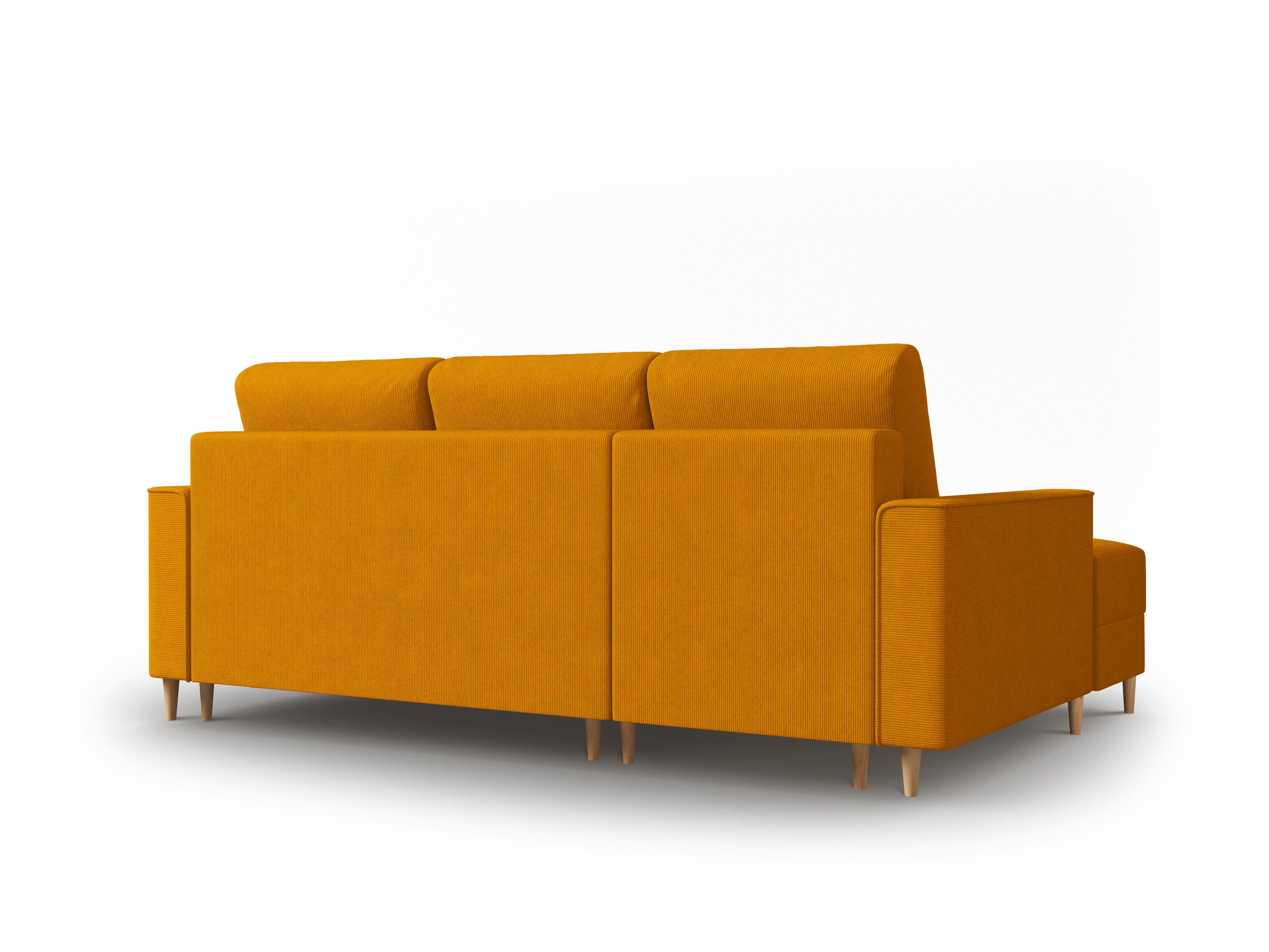 Narożnik lewostronny sztruksowy z funkcją spania CARTADERA musztardowy Mazzini Sofas Eye on Design