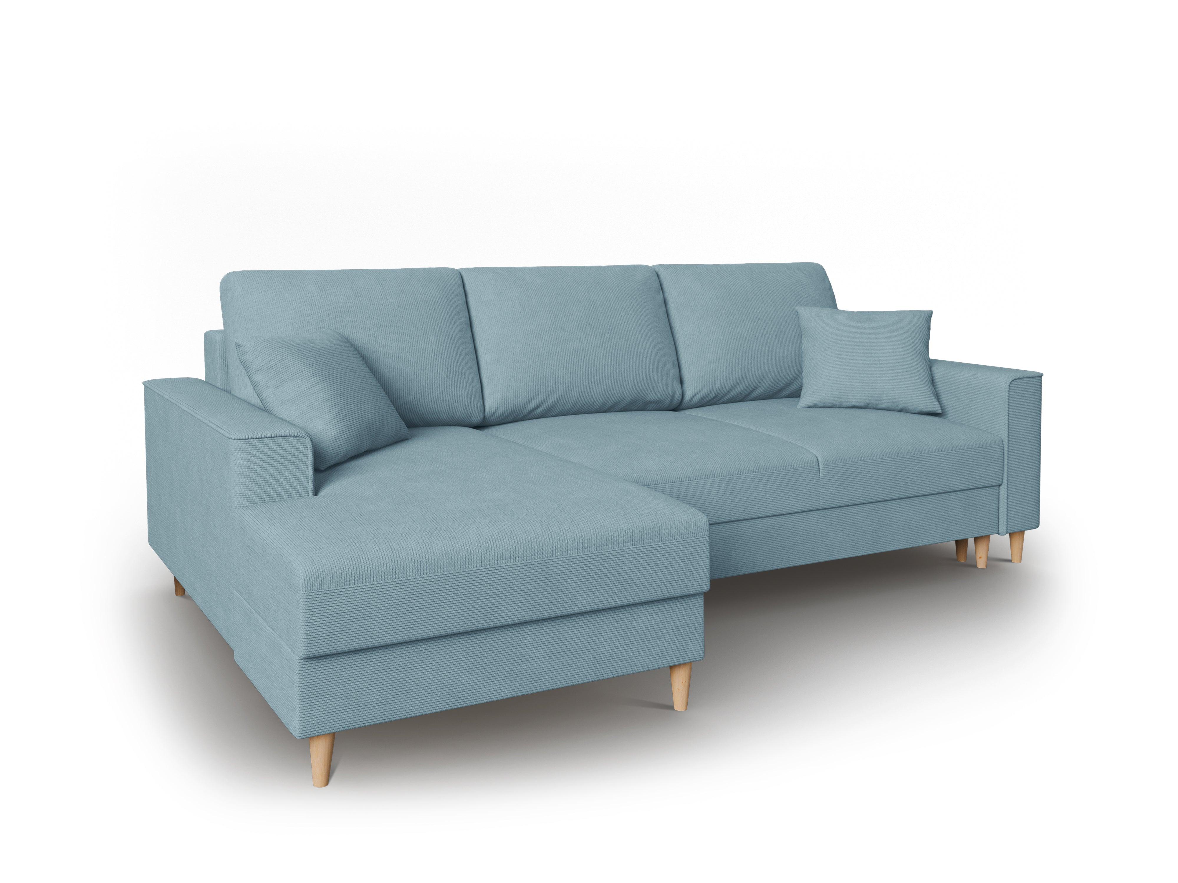 Narożnik lewostronny sztruksowy z funkcją spania CARTADERA niebieski Mazzini Sofas Eye on Design