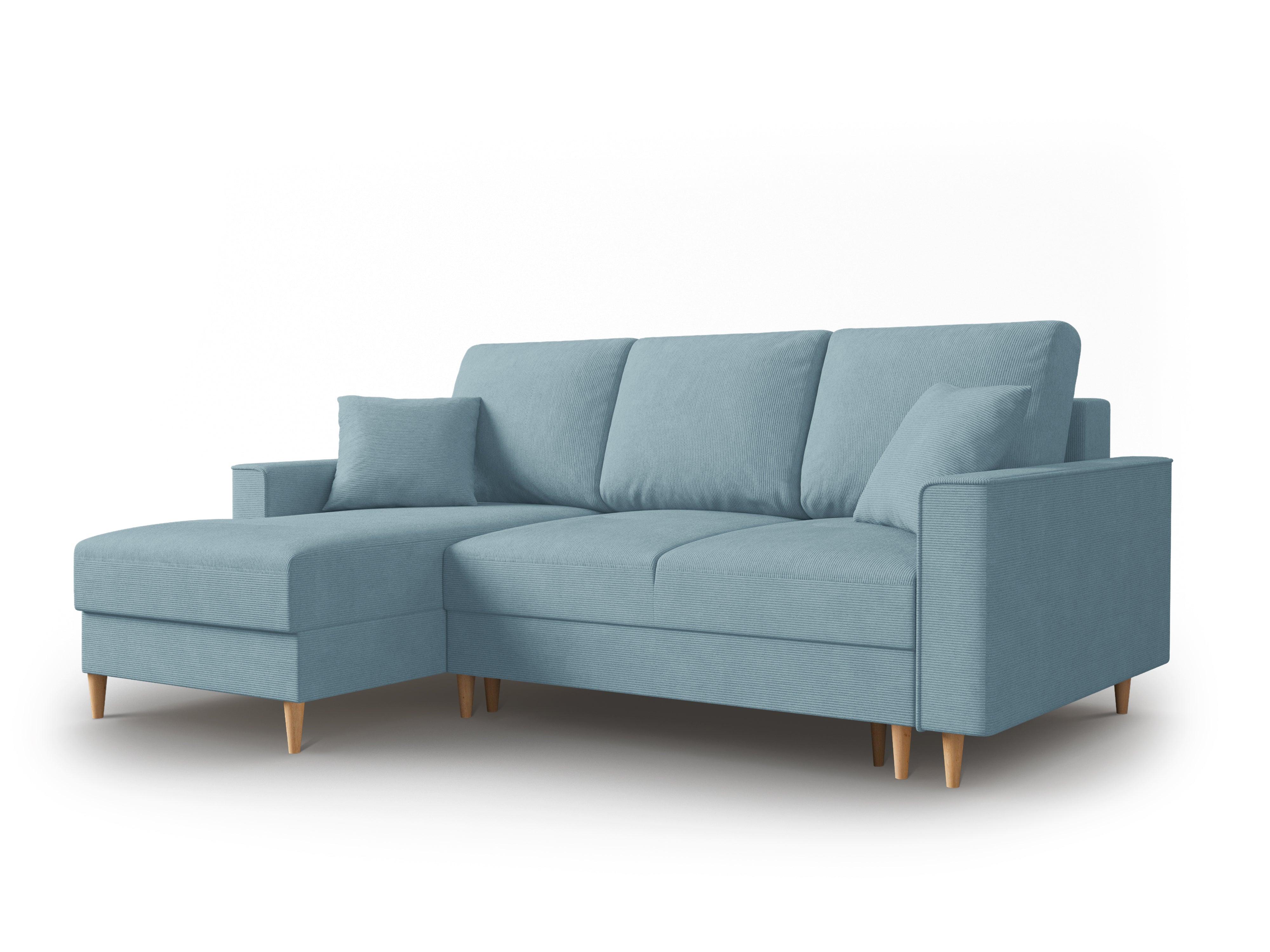 Narożnik lewostronny sztruksowy z funkcją spania CARTADERA niebieski Mazzini Sofas Eye on Design