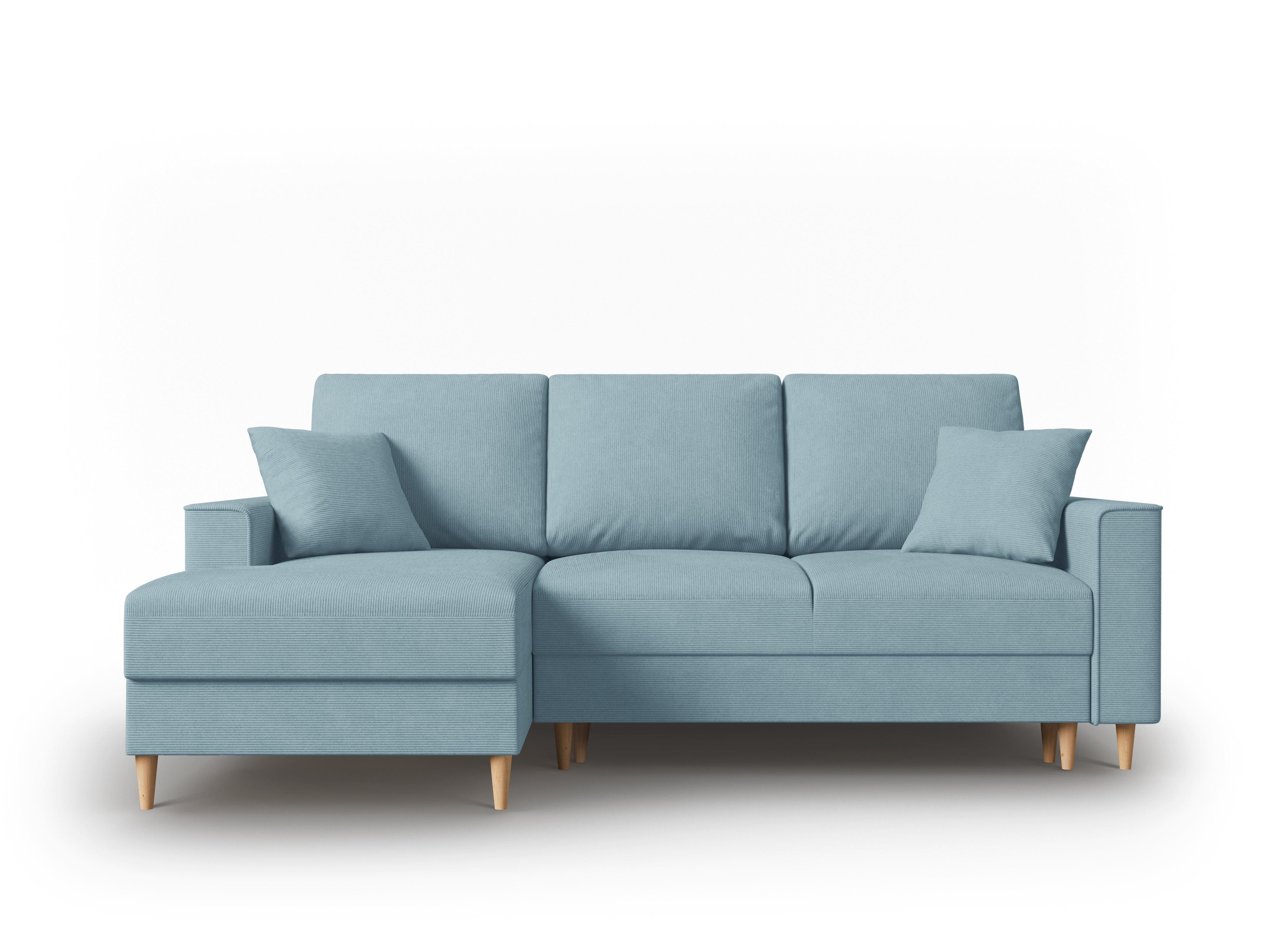 Narożnik lewostronny sztruksowy z funkcją spania CARTADERA niebieski Mazzini Sofas Eye on Design