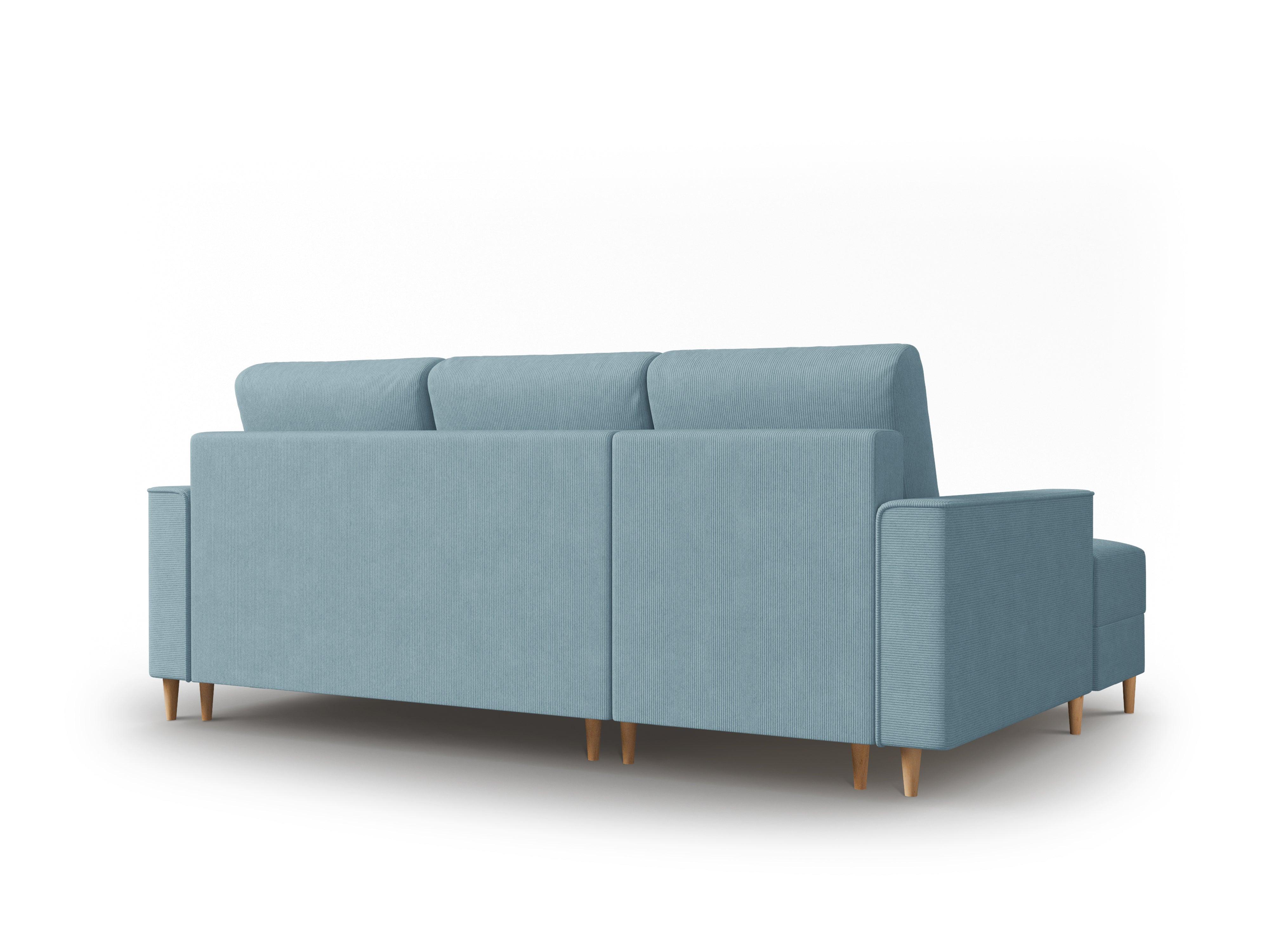Narożnik lewostronny sztruksowy z funkcją spania CARTADERA niebieski Mazzini Sofas Eye on Design