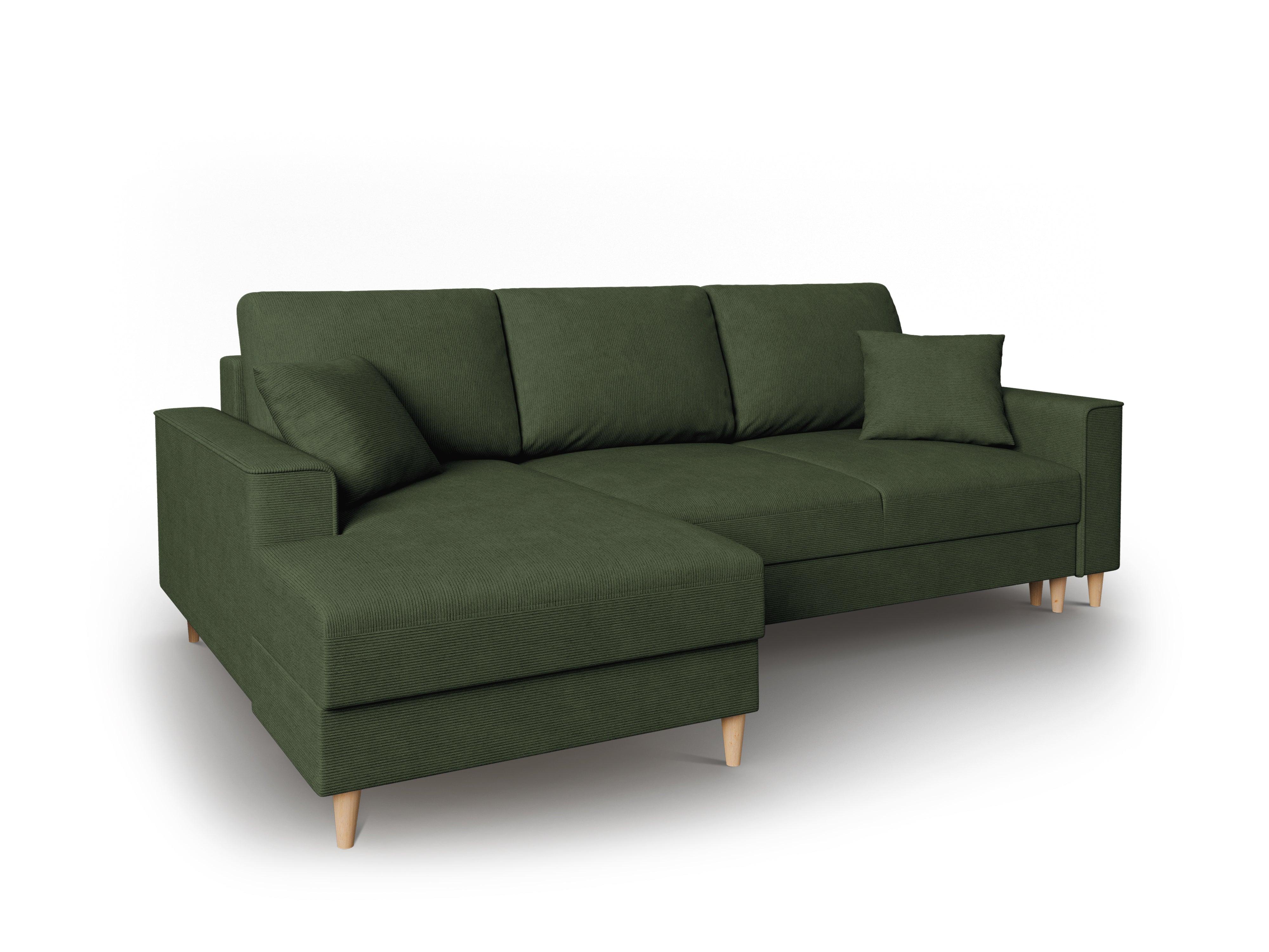 Narożnik lewostronny sztruksowy z funkcją spania CARTADERA zielony Mazzini Sofas Eye on Design