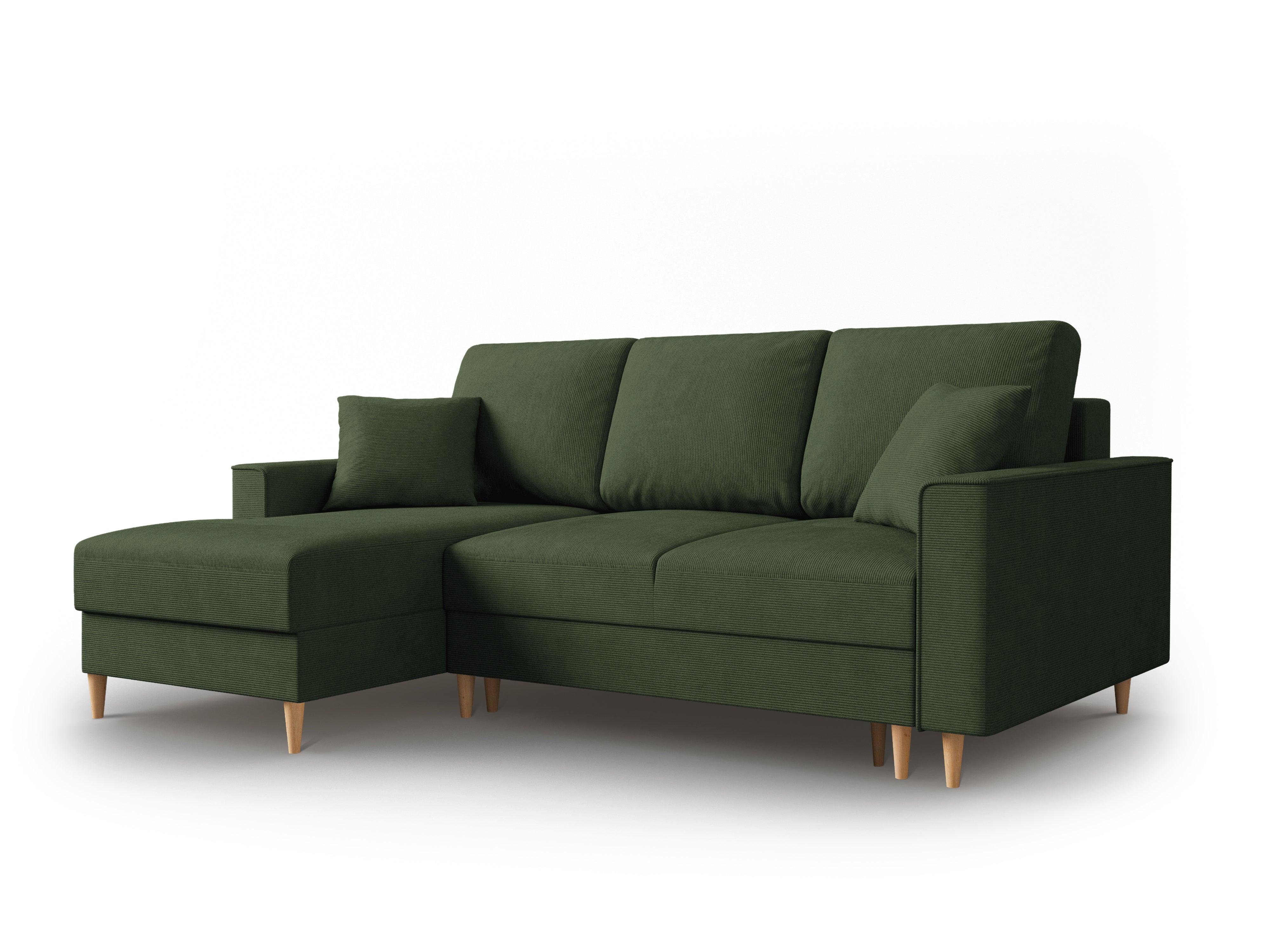 Narożnik lewostronny sztruksowy z funkcją spania CARTADERA zielony Mazzini Sofas Eye on Design