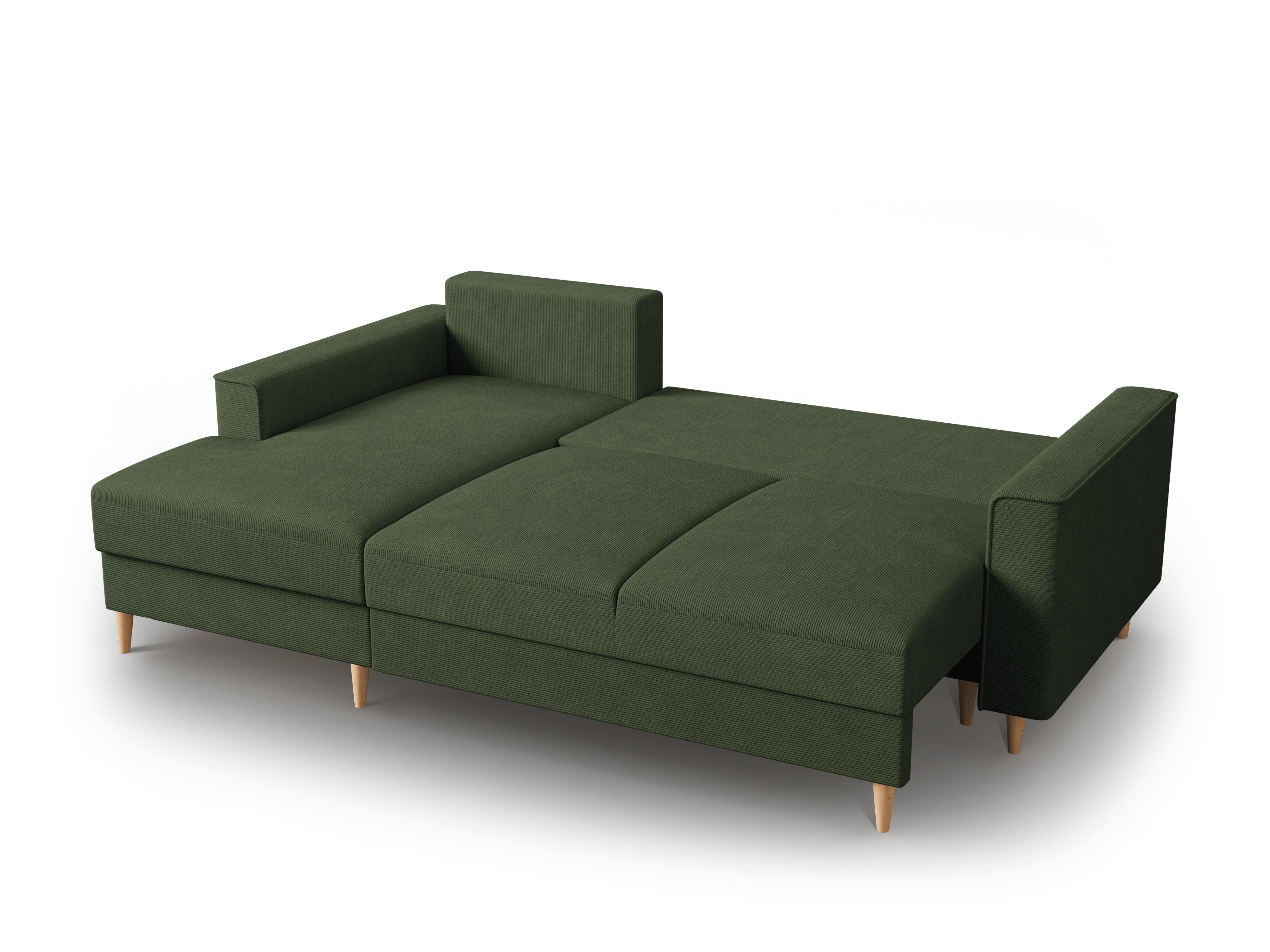 Narożnik lewostronny sztruksowy z funkcją spania CARTADERA zielony Mazzini Sofas Eye on Design