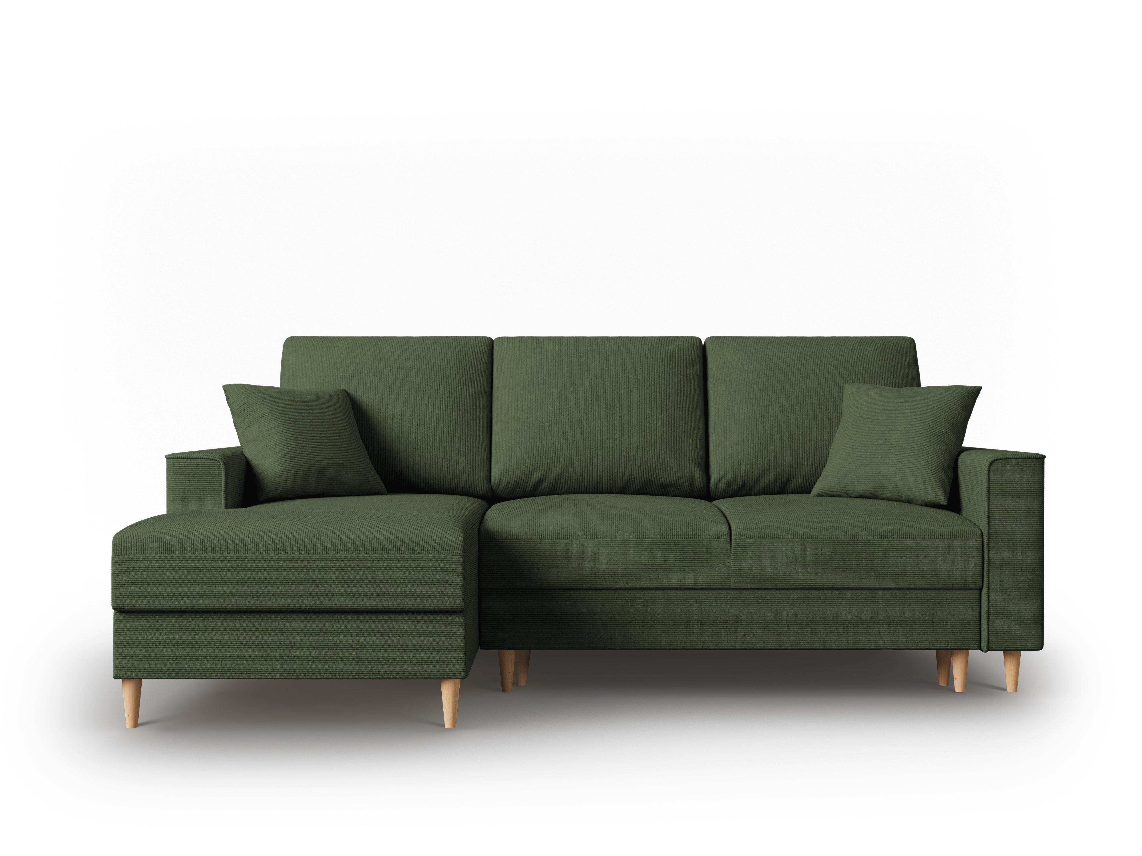 Narożnik lewostronny sztruksowy z funkcją spania CARTADERA zielony Mazzini Sofas Eye on Design