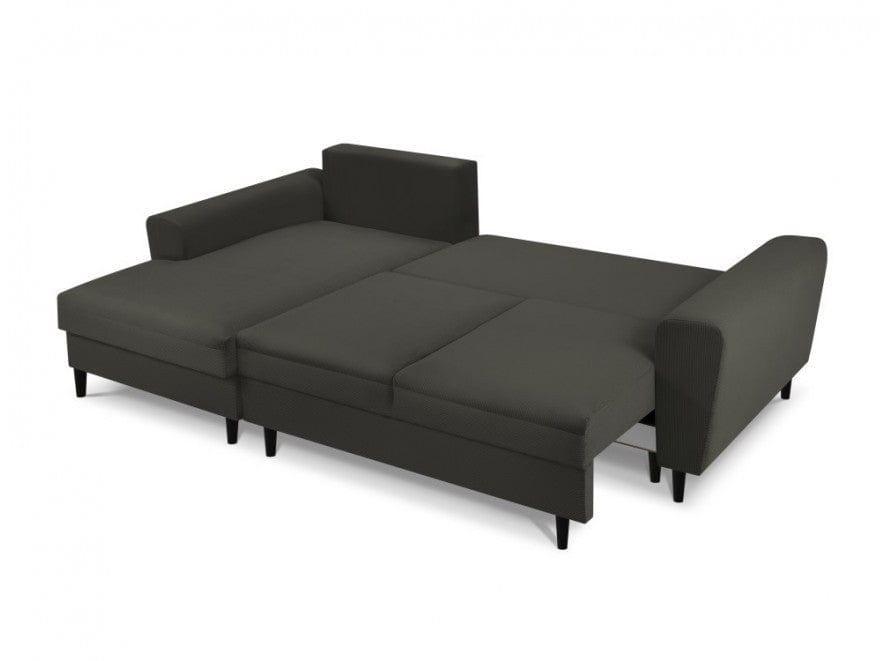 Narożnik lewostronny sztruksowy z funkcją spania KYOTO czarny Cosmopolitan Design Eye on Design