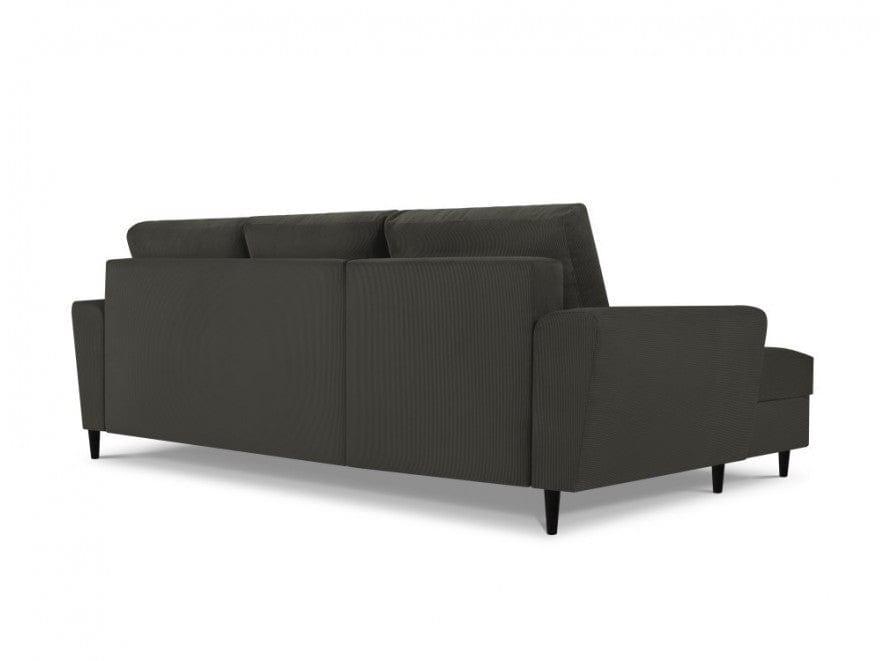 Narożnik lewostronny sztruksowy z funkcją spania KYOTO czarny Cosmopolitan Design Eye on Design