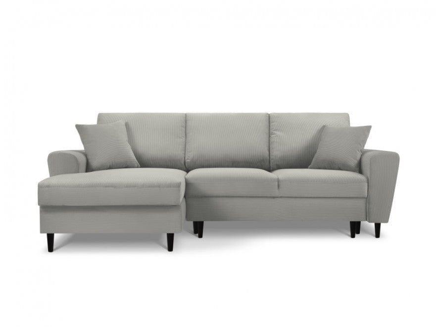 Narożnik lewostronny sztruksowy z funkcją spania KYOTO jasnoszary Cosmopolitan Design Eye on Design