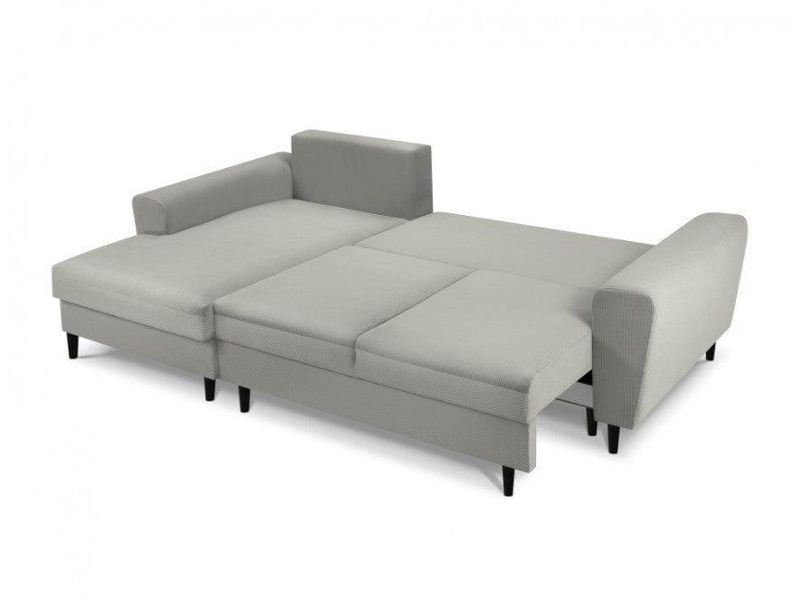 Narożnik lewostronny sztruksowy z funkcją spania KYOTO jasnoszary Cosmopolitan Design Eye on Design