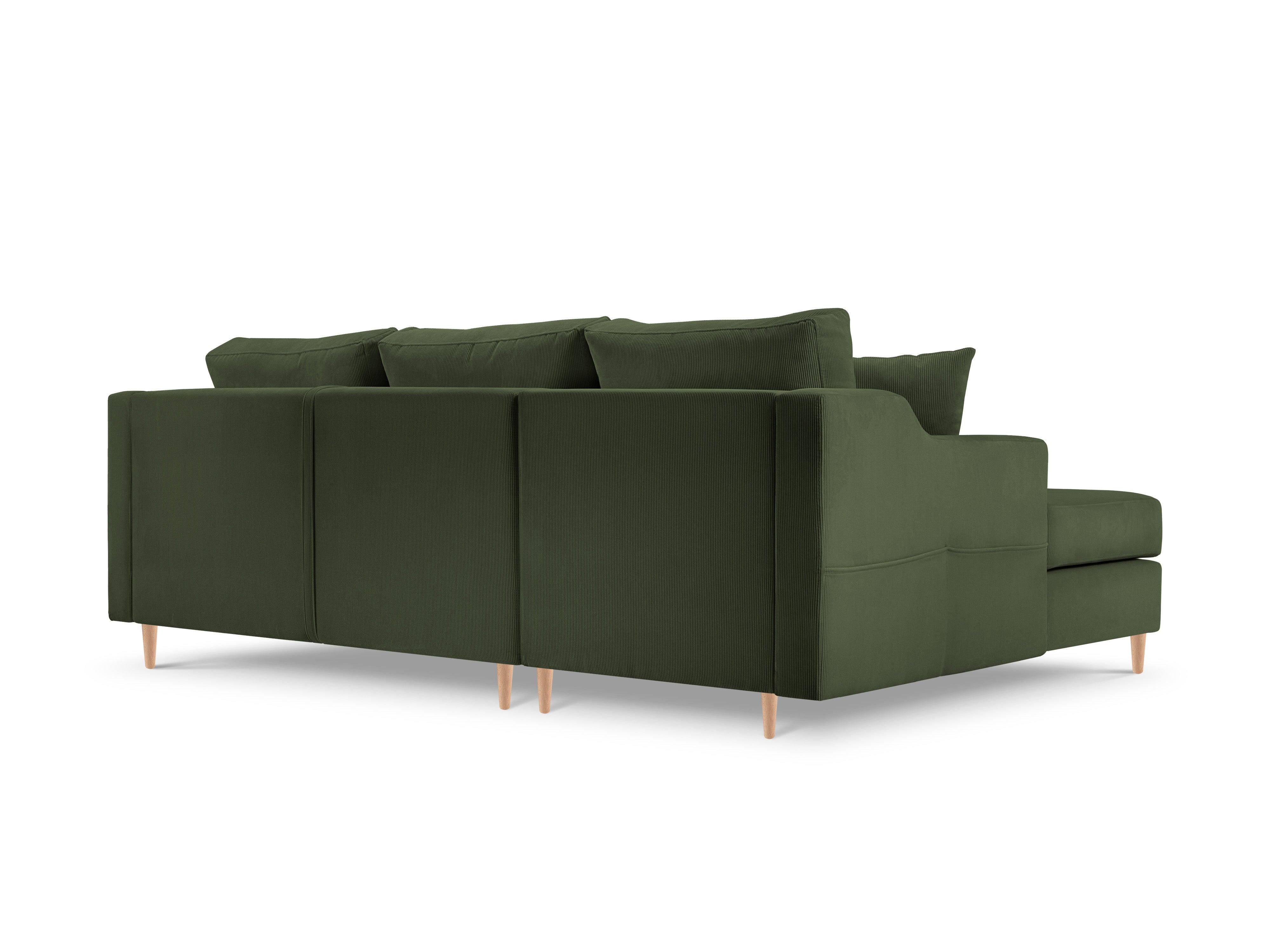 Narożnik lewostronny sztruksowy z funkcją spania ROSE butelkowa zieleń Mazzini Sofas Eye on Design