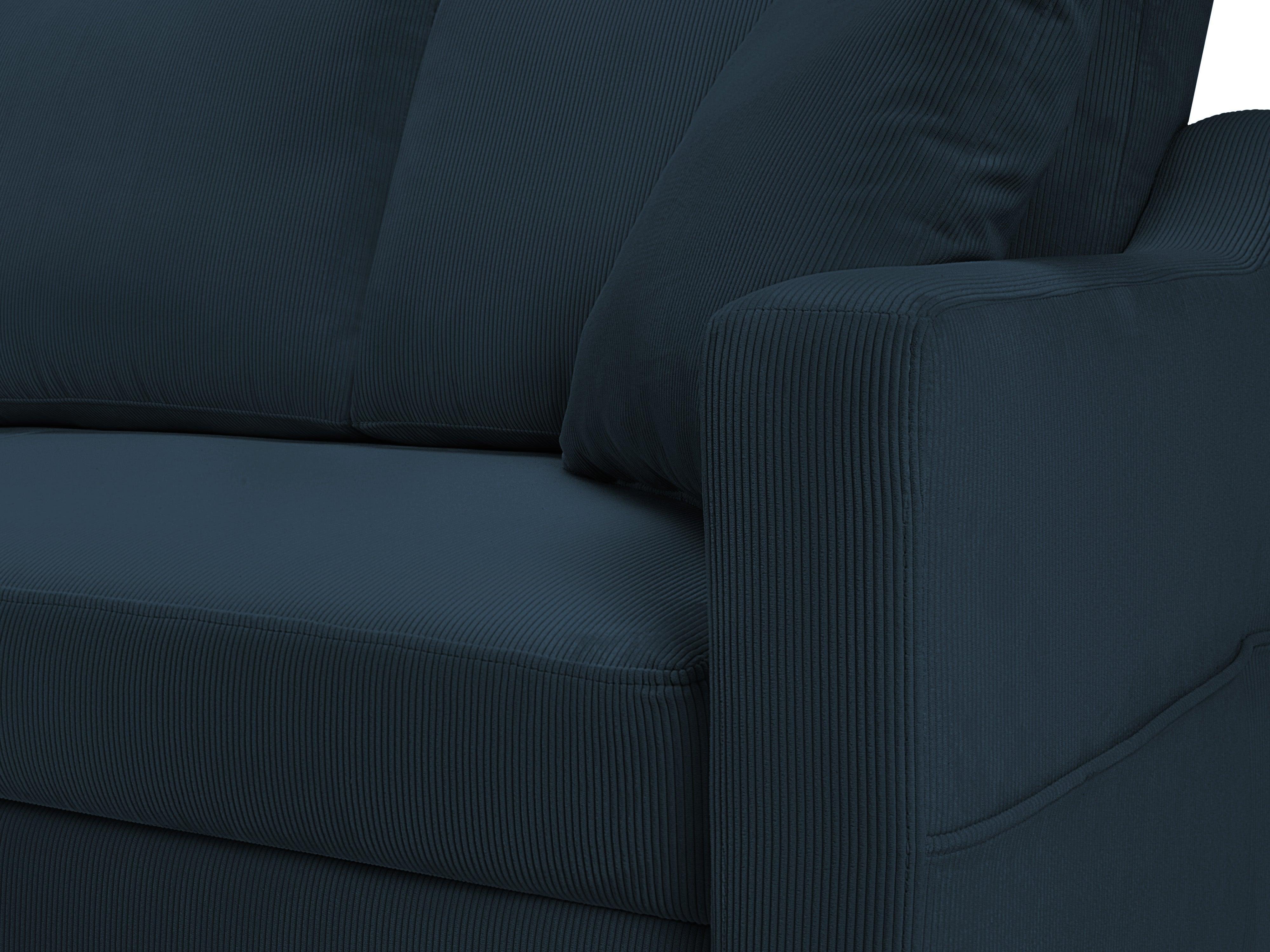 Narożnik lewostronny sztruksowy z funkcją spania ROSE ciemnoniebieski Mazzini Sofas Eye on Design