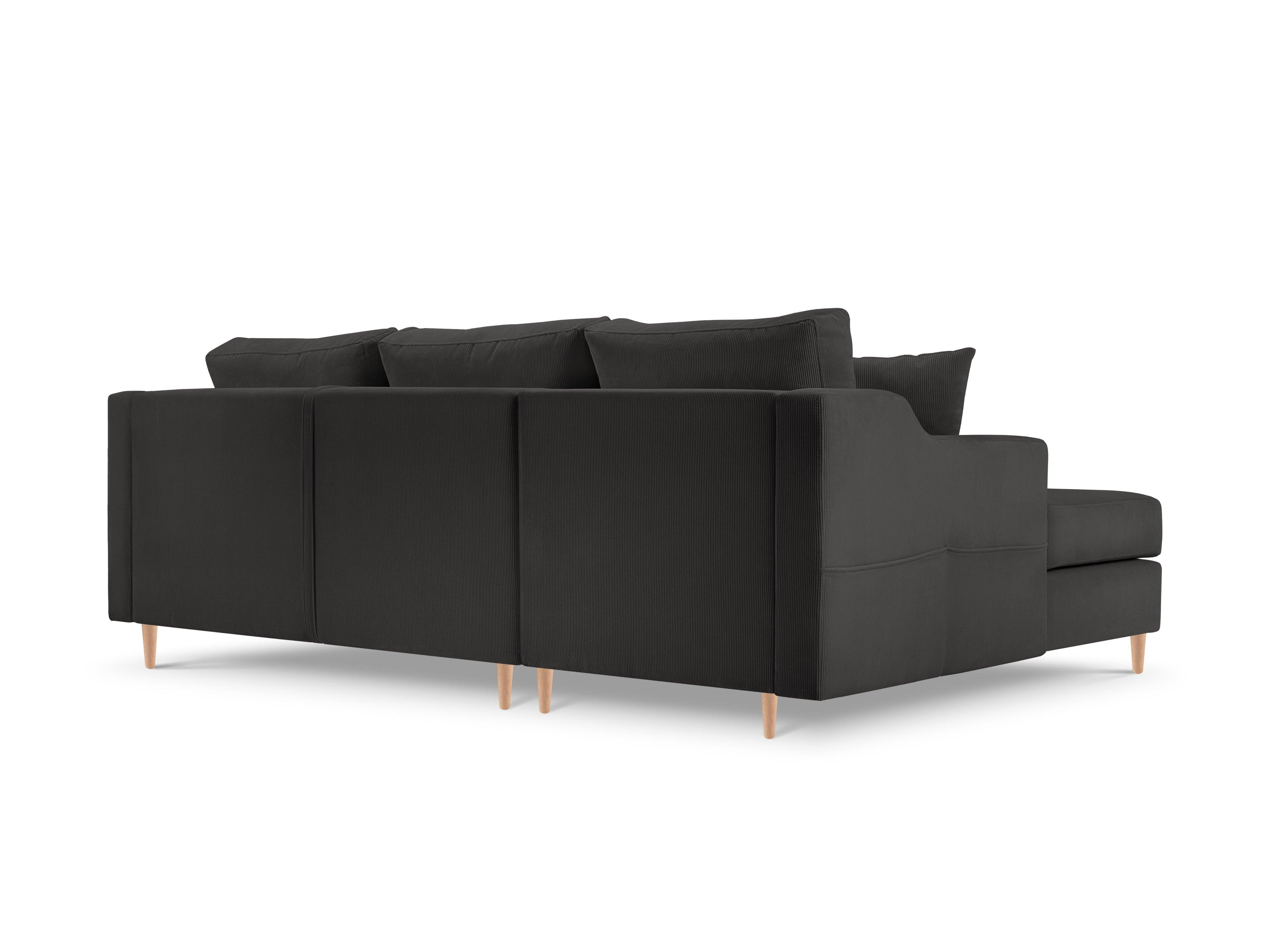 Narożnik lewostronny sztruksowy z funkcją spania ROSE ciemnoszary Mazzini Sofas Eye on Design