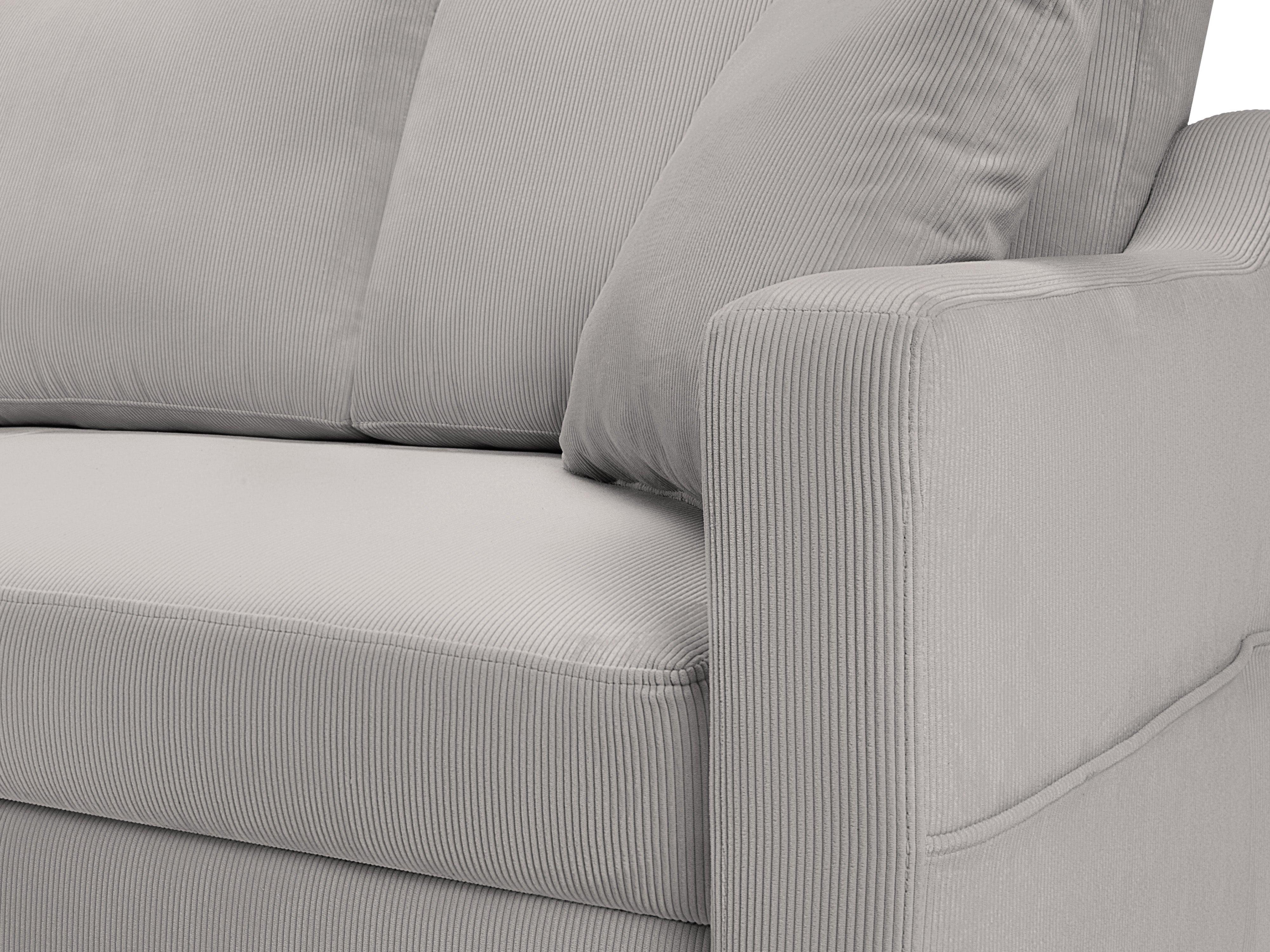 Narożnik lewostronny sztruksowy z funkcją spania ROSE jasnoszary Mazzini Sofas Eye on Design